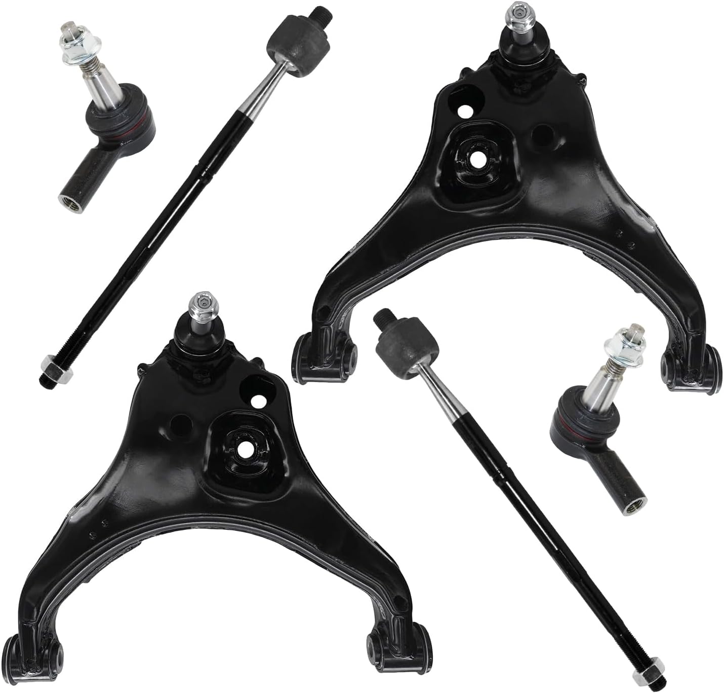 6pc Front Lower Control Arms Inner Outer Tie Rods Suspension Kit