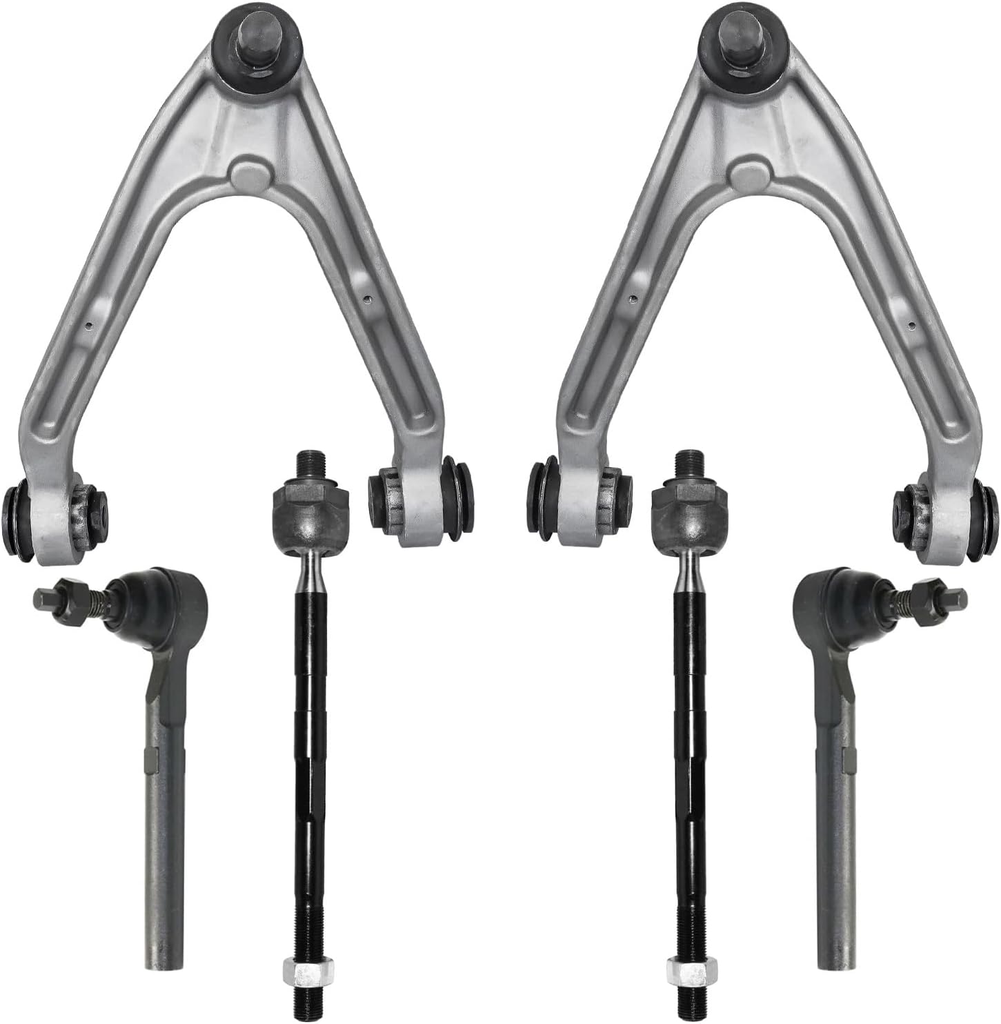 6pc Front Upper Control Arms Inner Outer Tie Rods Suspension Kit