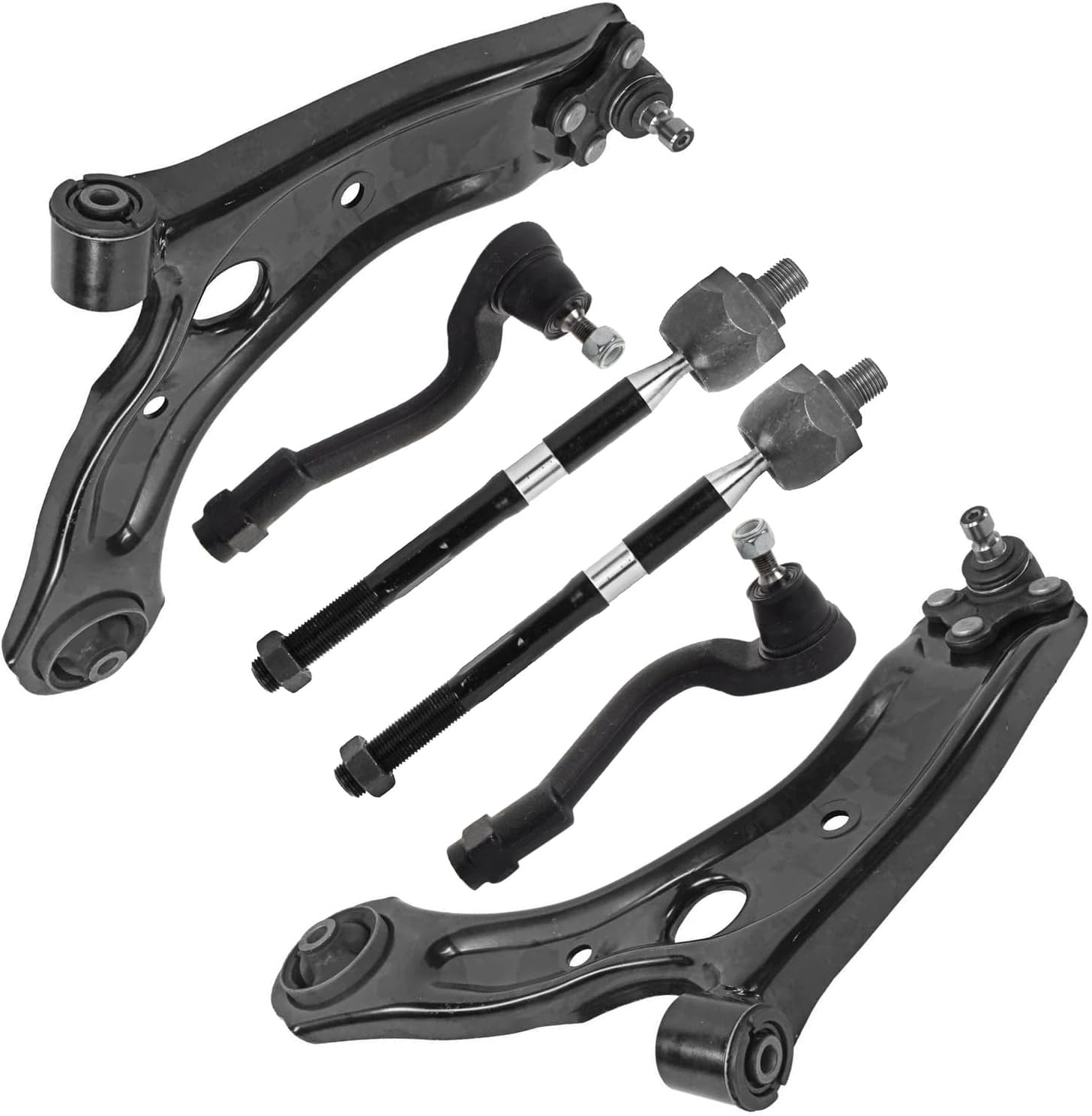 6pc Front Lower Control Arms Inner Outer Tie Rods Suspension Kit