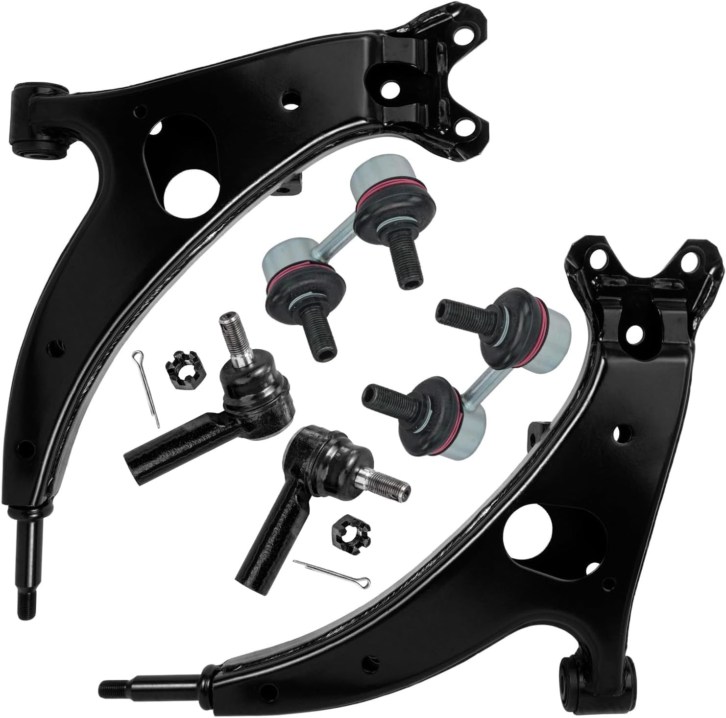 6pc Front Lower Control Arms Sway Bar Links Outer Tie Rods Suspension Kit