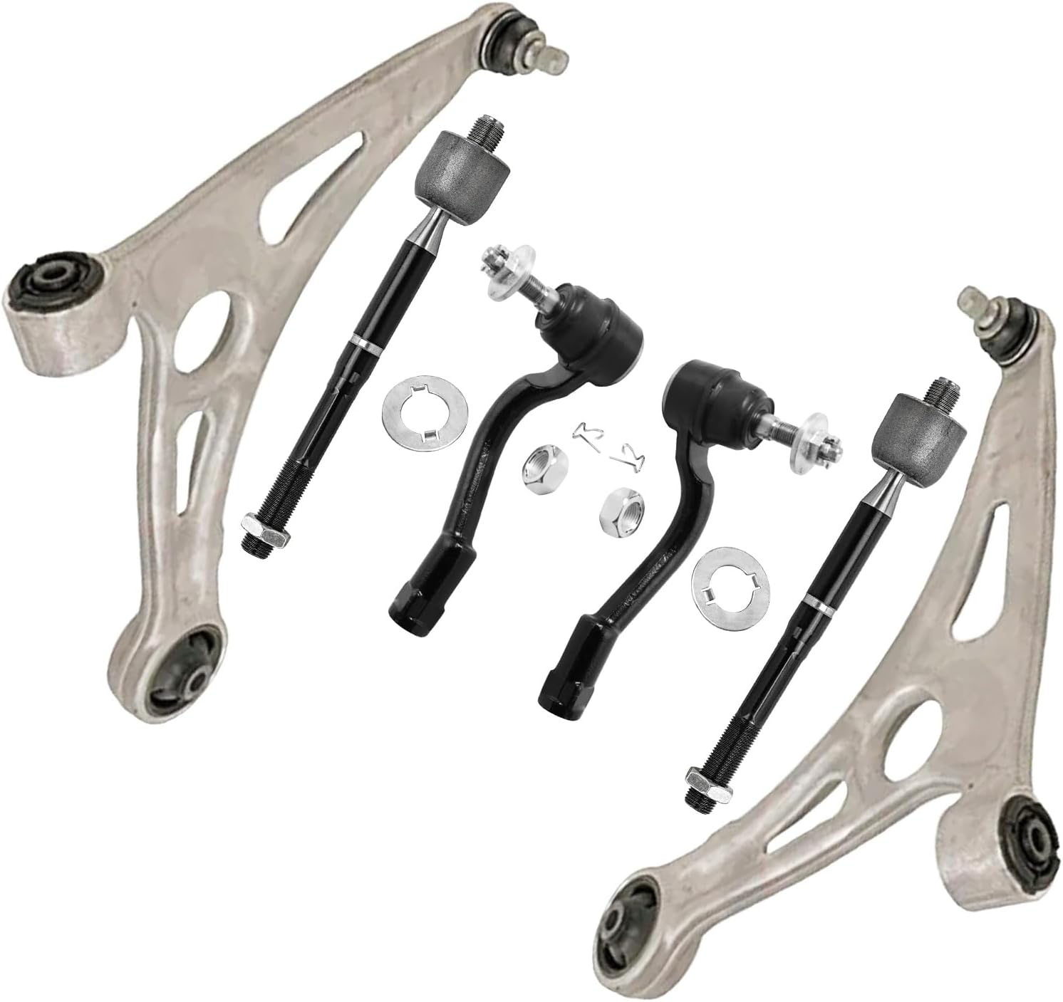 6pc Front Lower Control Arms Inner Outer Tie Rods Suspension Kit