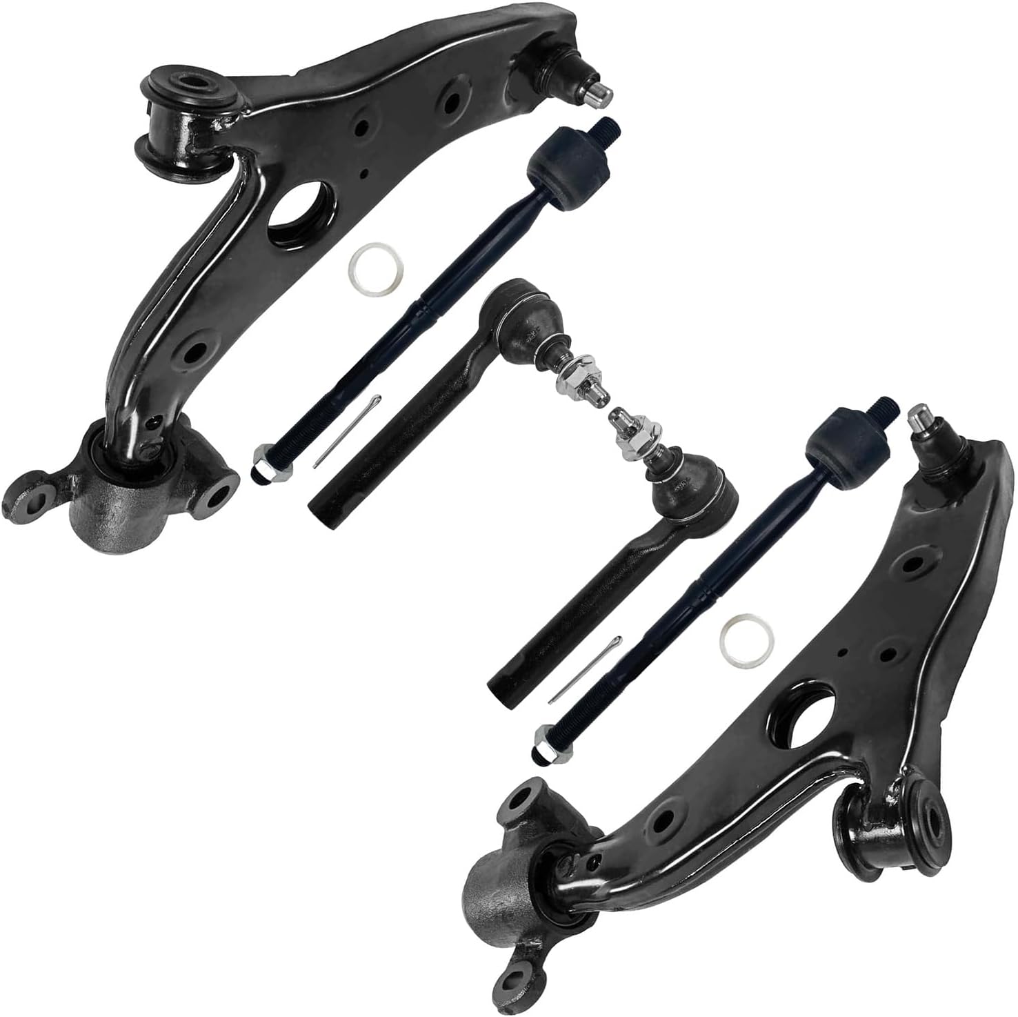 6pc Front Lower Control Arms Inner Outer Tie Rods Suspension Kit