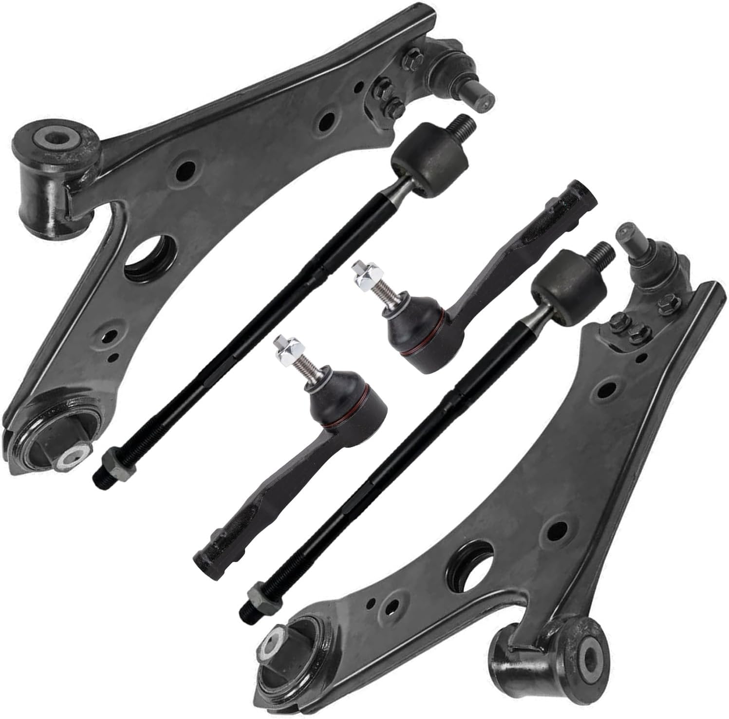 6pc Front Lower Control Arms Inner Outer Tie Rods Suspension Kit