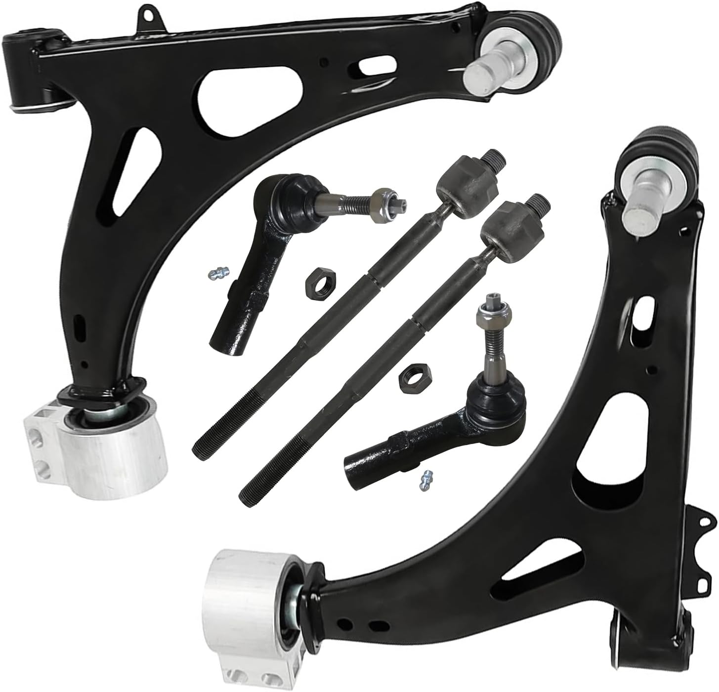 6pc Front Lower Control Arms Inner Outer Tie Rods Suspension Kit