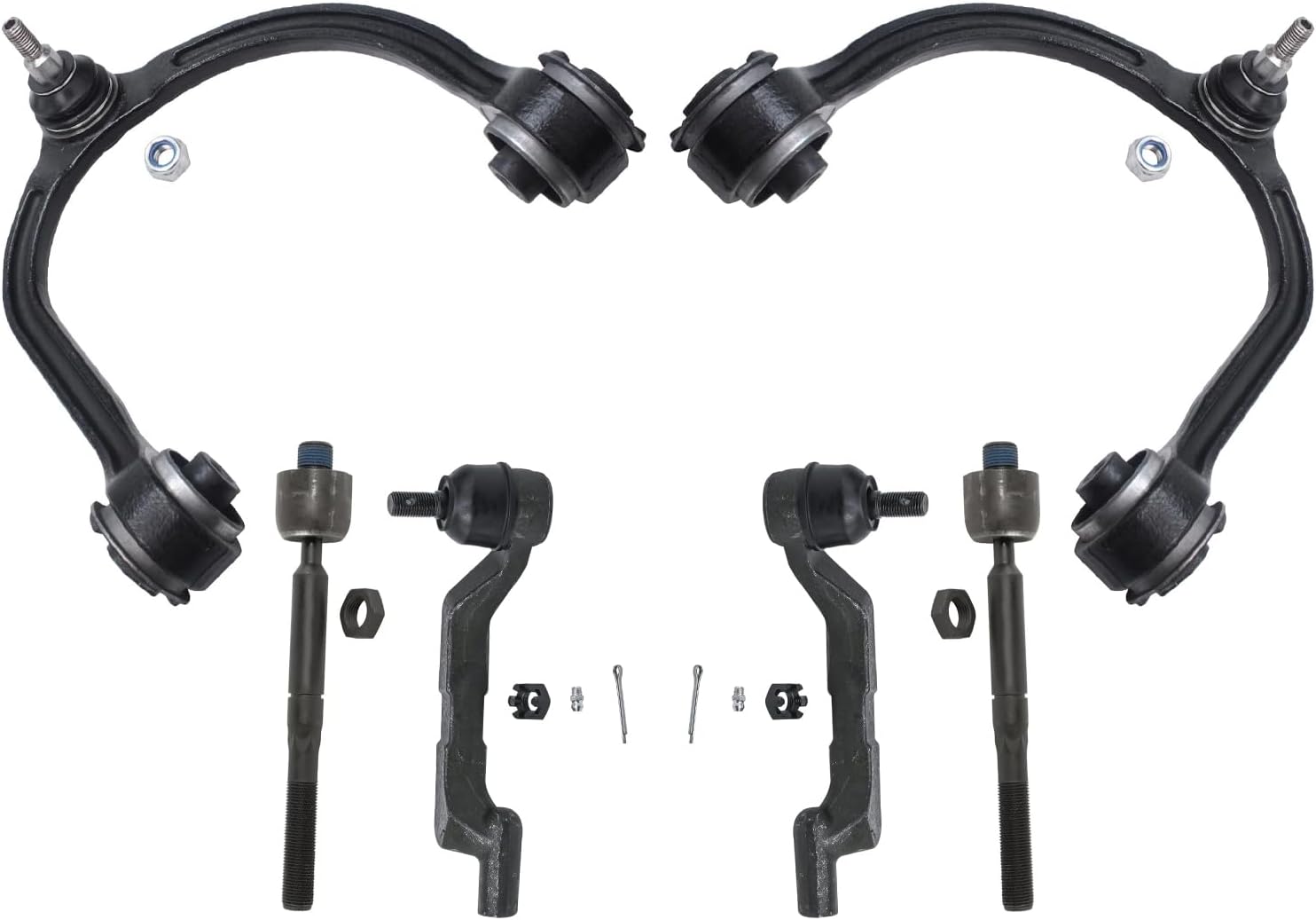 6pc Front Upper Control Arms Inner Outer Tie Rods Suspension Kit