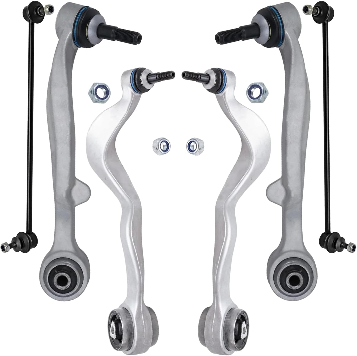 6pc Front Lower Forward Rearward Control Arms Sway Bar Links Suspension Kit