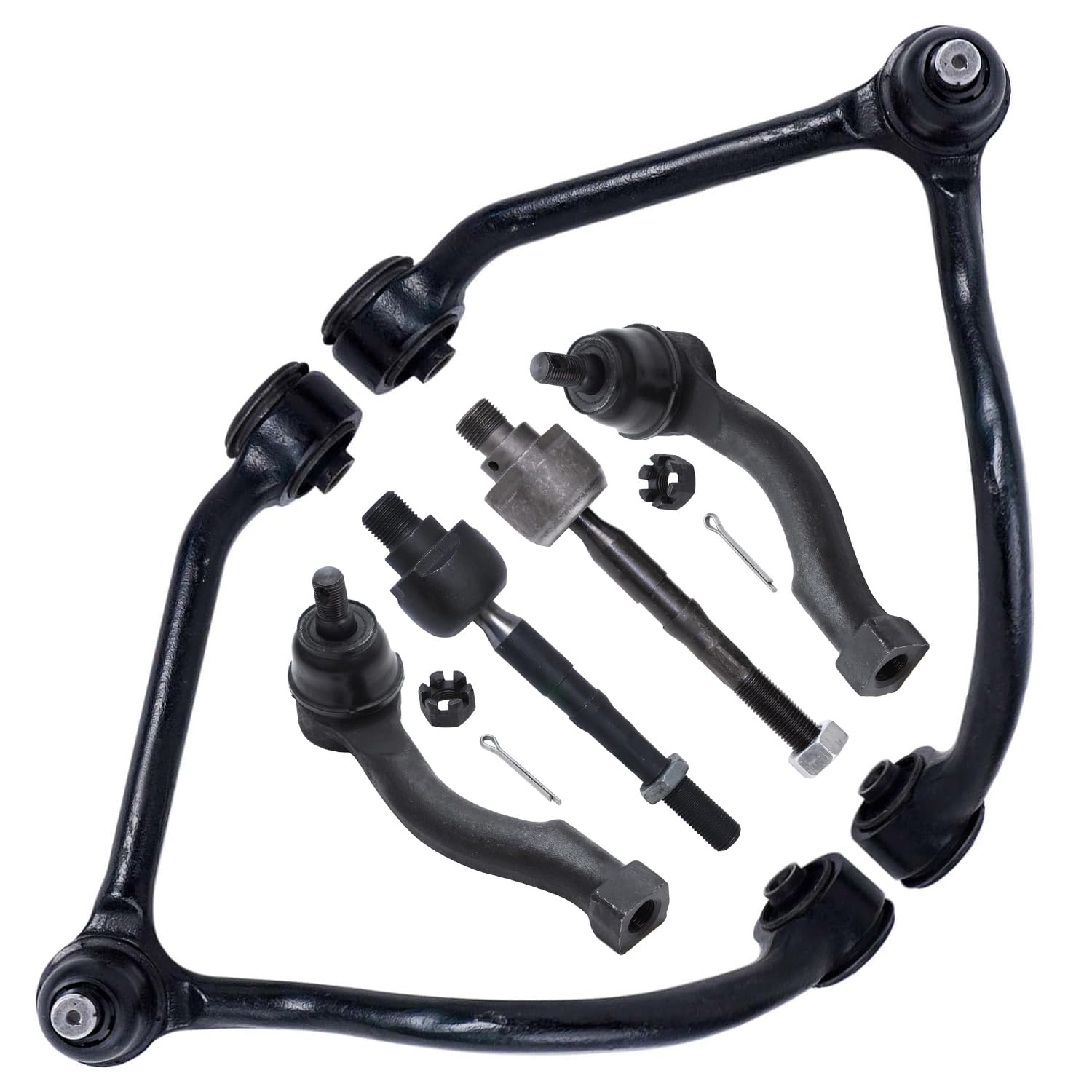 6pc Front Upper Control Arms Inner Outer Tie Rods Suspension Kit