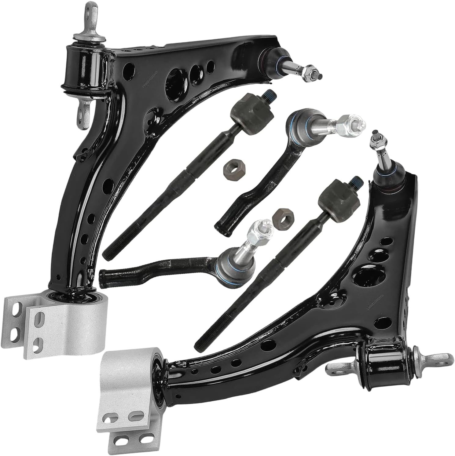6pc Front Lower Control Arms Inner Outer Tie Rods Suspension Kit