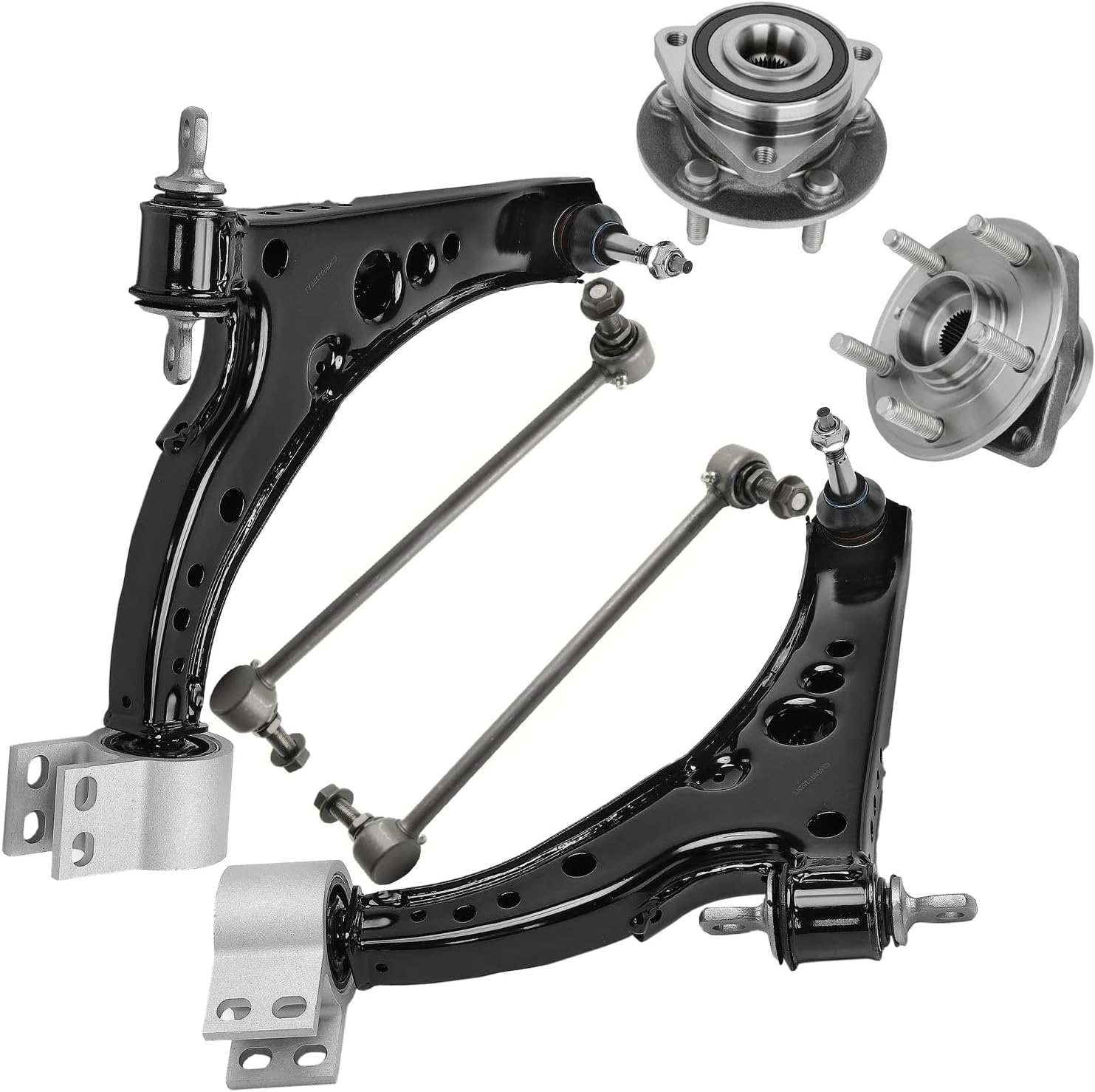 6pc Front Lower Control Arms Wheel Hub and Bearings Suspension Kit