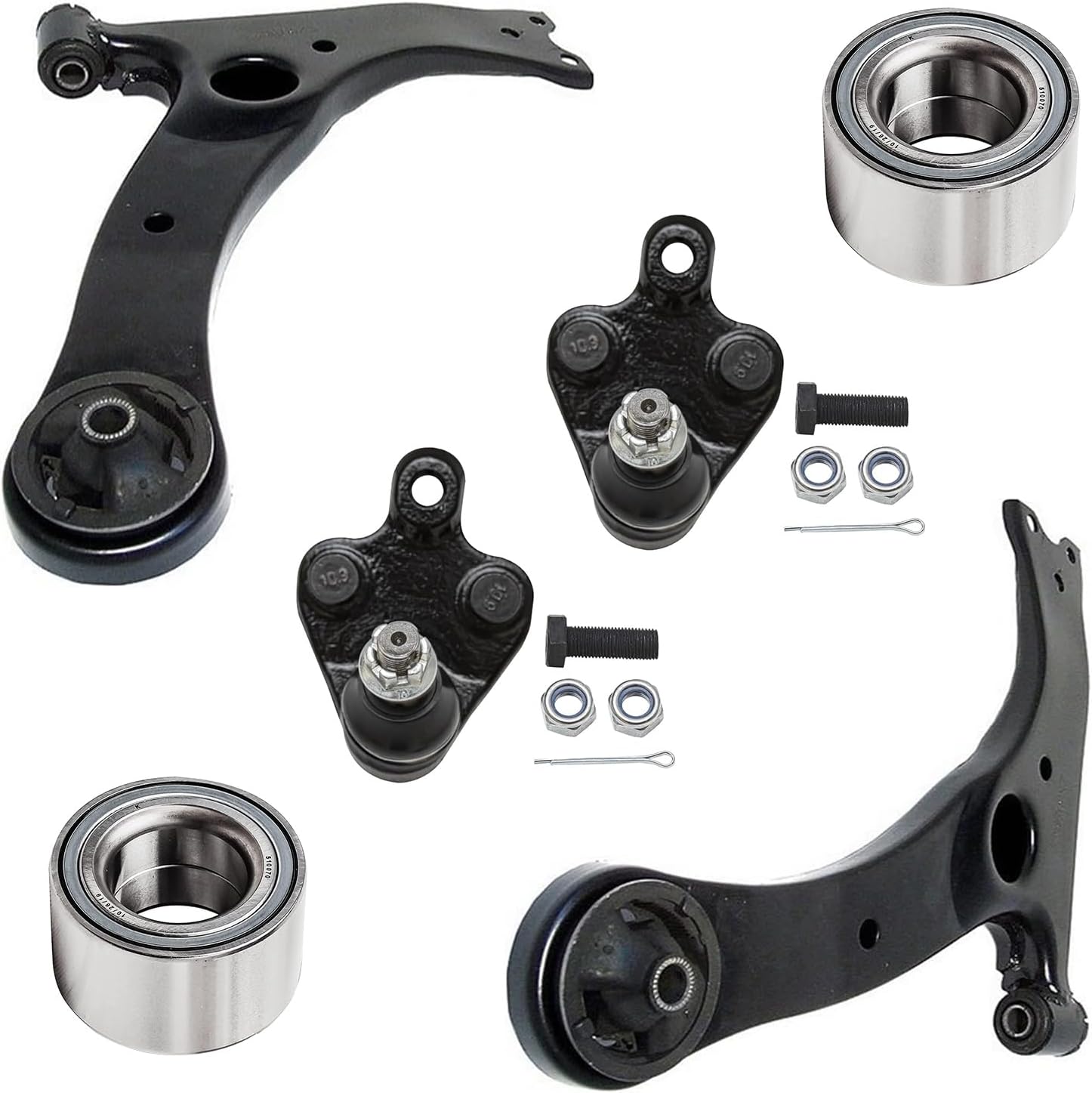 6pc Front Lower Control Arms Wheel Bearings Ball Joints Suspension Kit