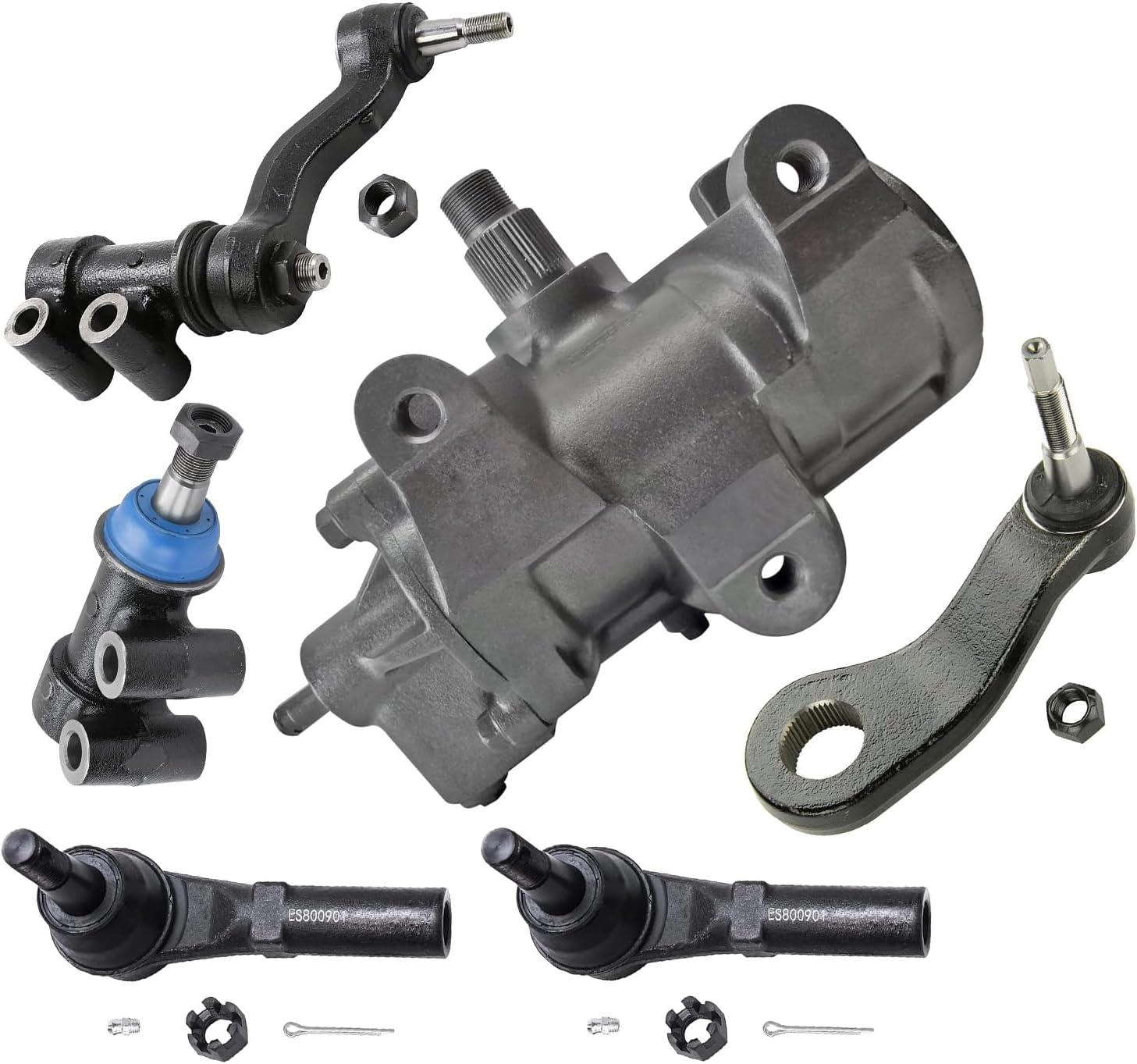 6pc Front Gear Box Pitman & Idler Arms Bracket Outer Tie Rods Suspension Kit