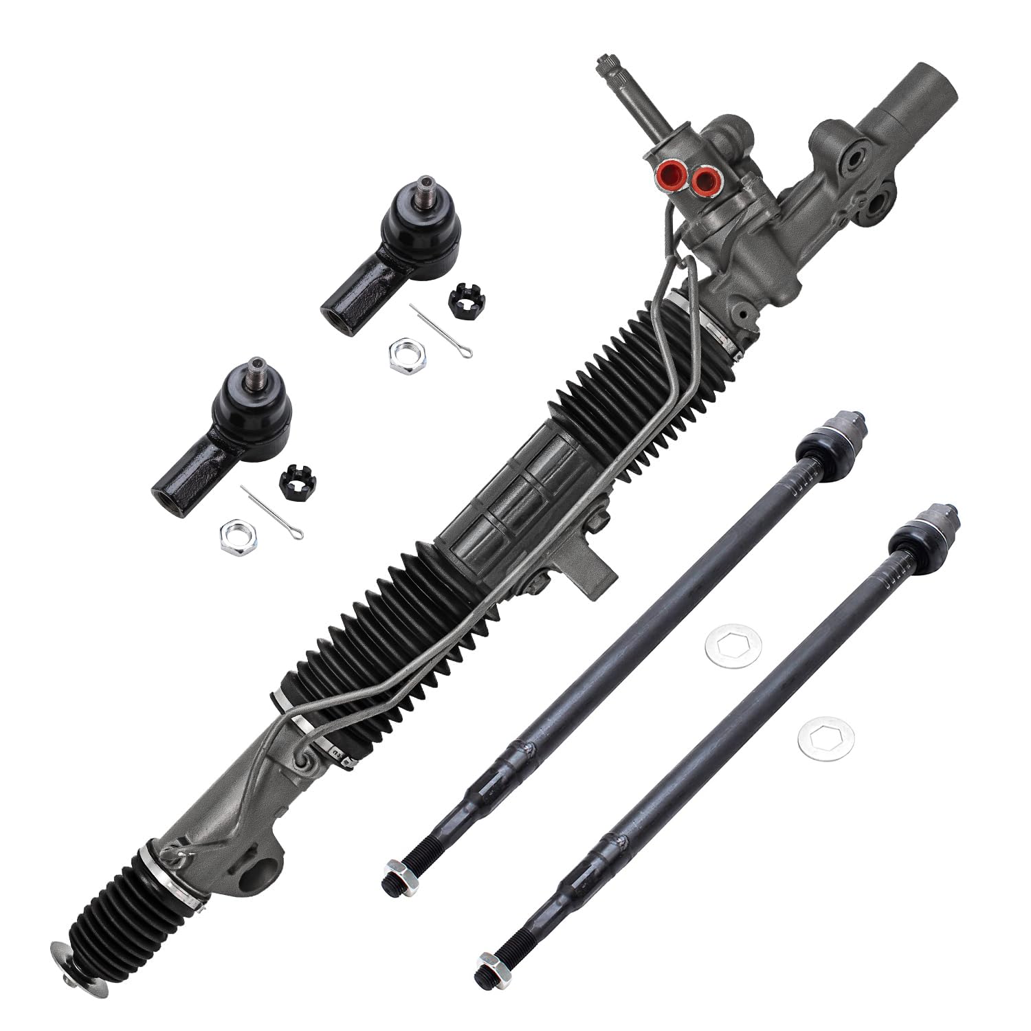 6pc Front Power Steering Rack and Pinion Inner Outer Tie Rods Suspension Kit