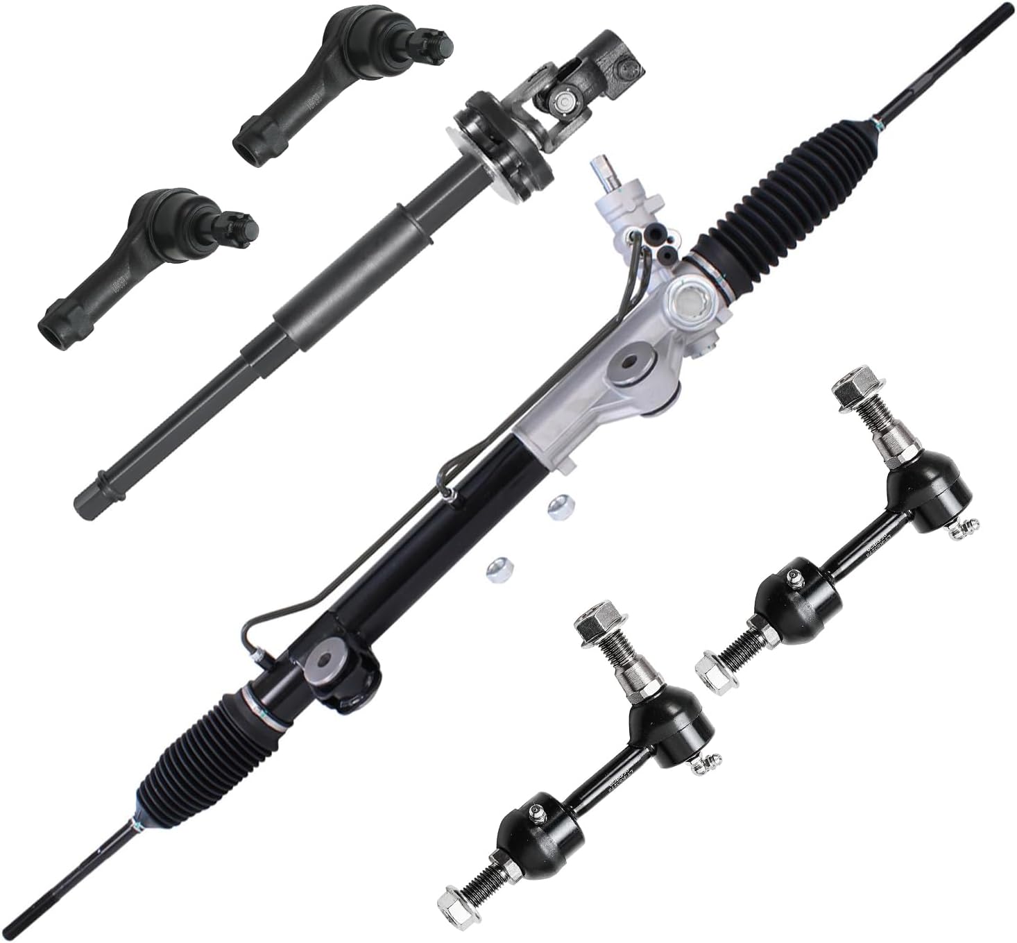 6pc Power Steering Rack and Pinion Intermediate Steering Shaft Suspension Kit
