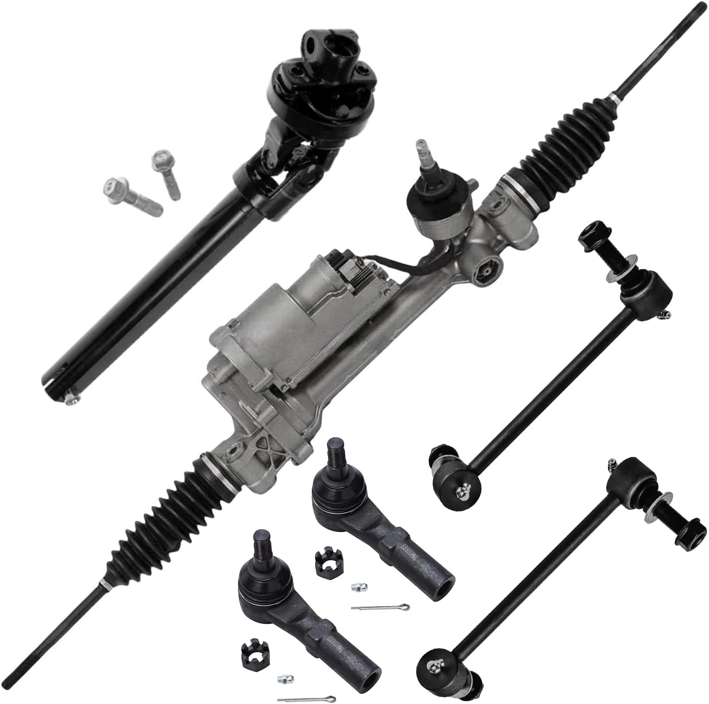 6pc Electric Steering Rack and Pinion Lower Steering Shaft Suspension Kit