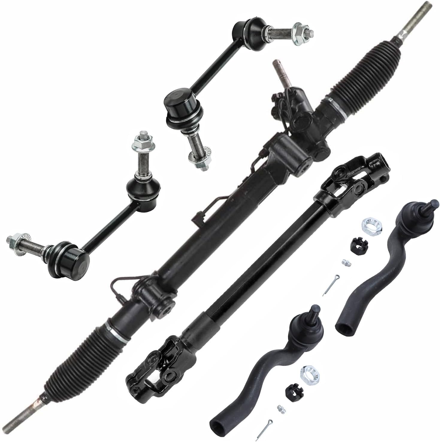 6pc Power Steering Rack and Pinion Intermediate Steering Shaft Suspension Kit