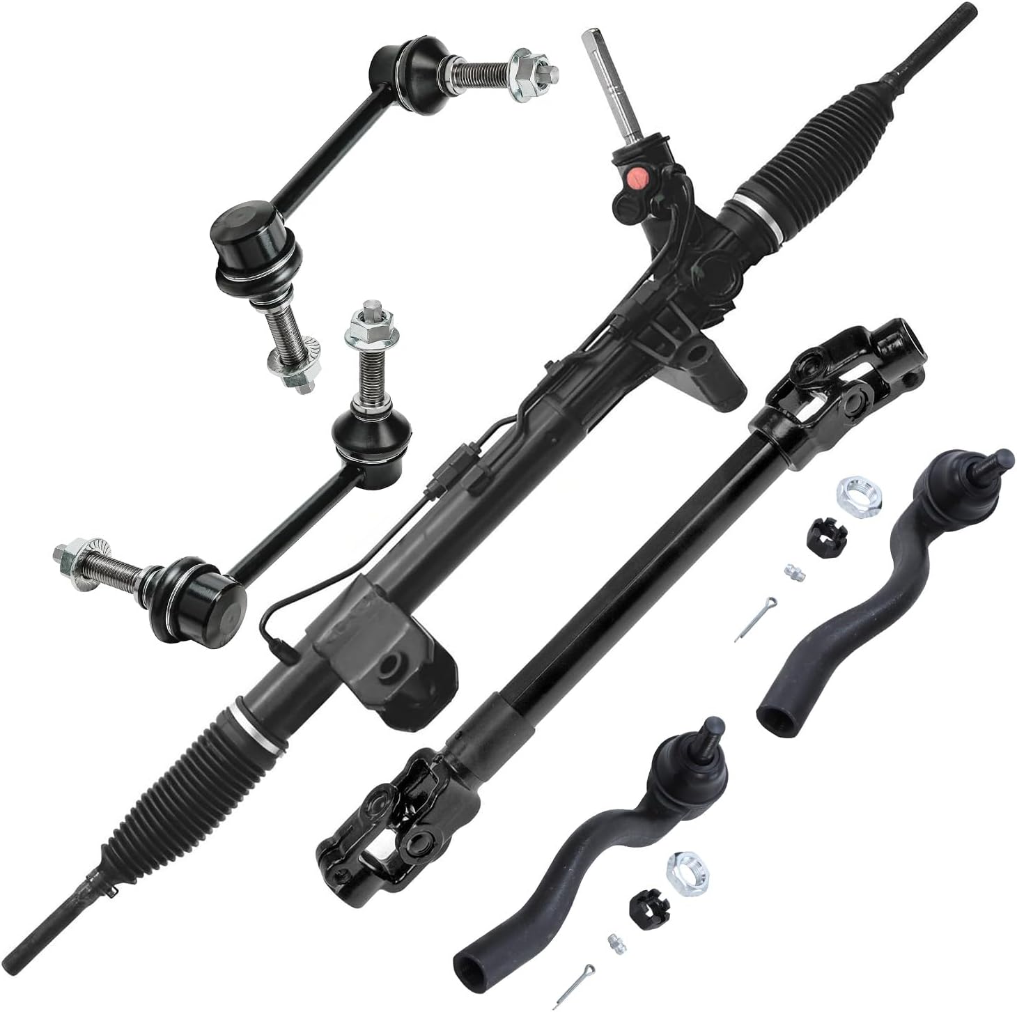 6pc Power Steering Rack and Pinion Intermediate Steering Shaft Suspension Kit