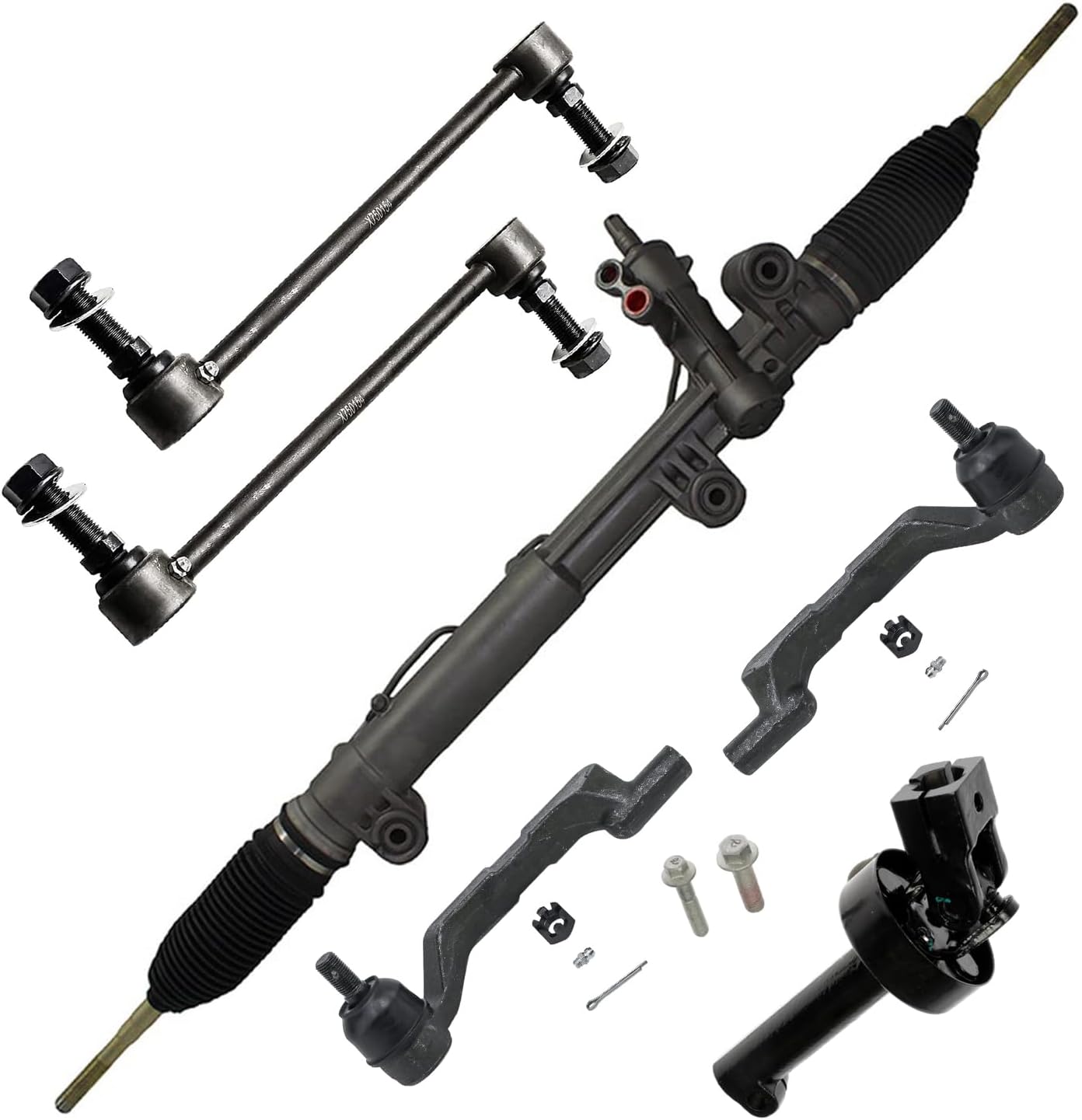 6pc Power Steering Rack and Pinion Lower Steering Shaft Suspension Kit