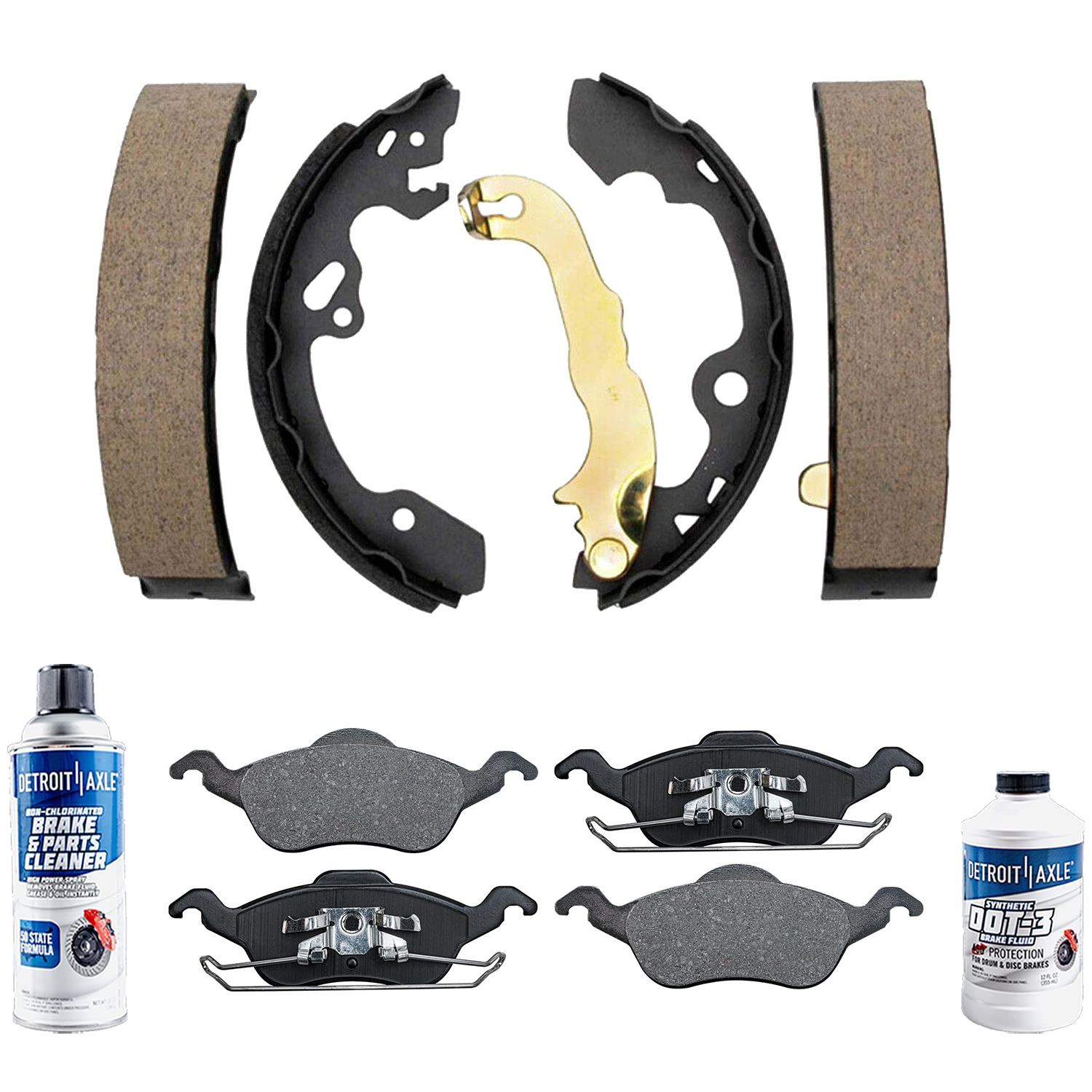 6pc Front Ceramic Brake Pads Rear Brake Shoes Kit