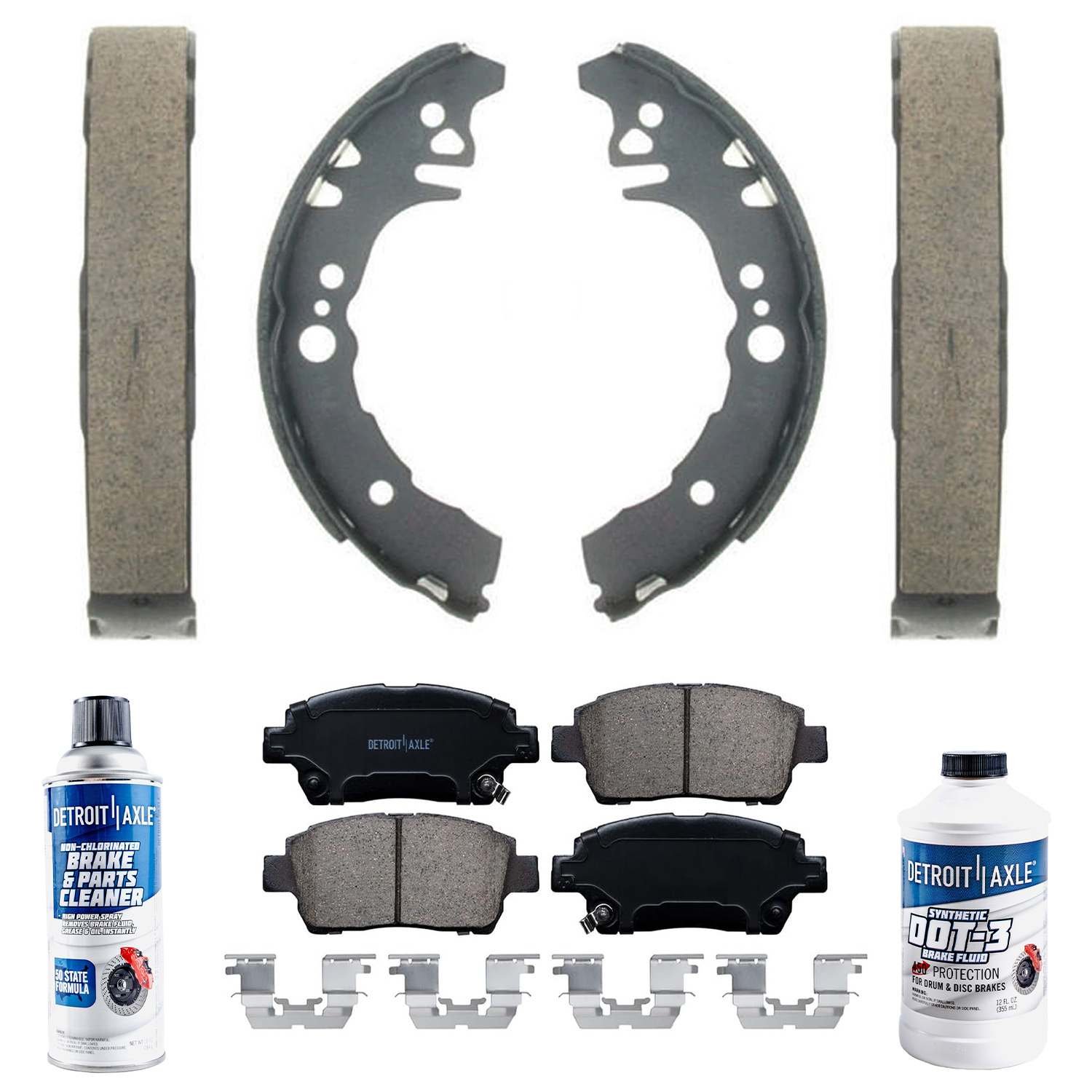 6pc Front Ceramic Brake Pads Rear Shoes Kit