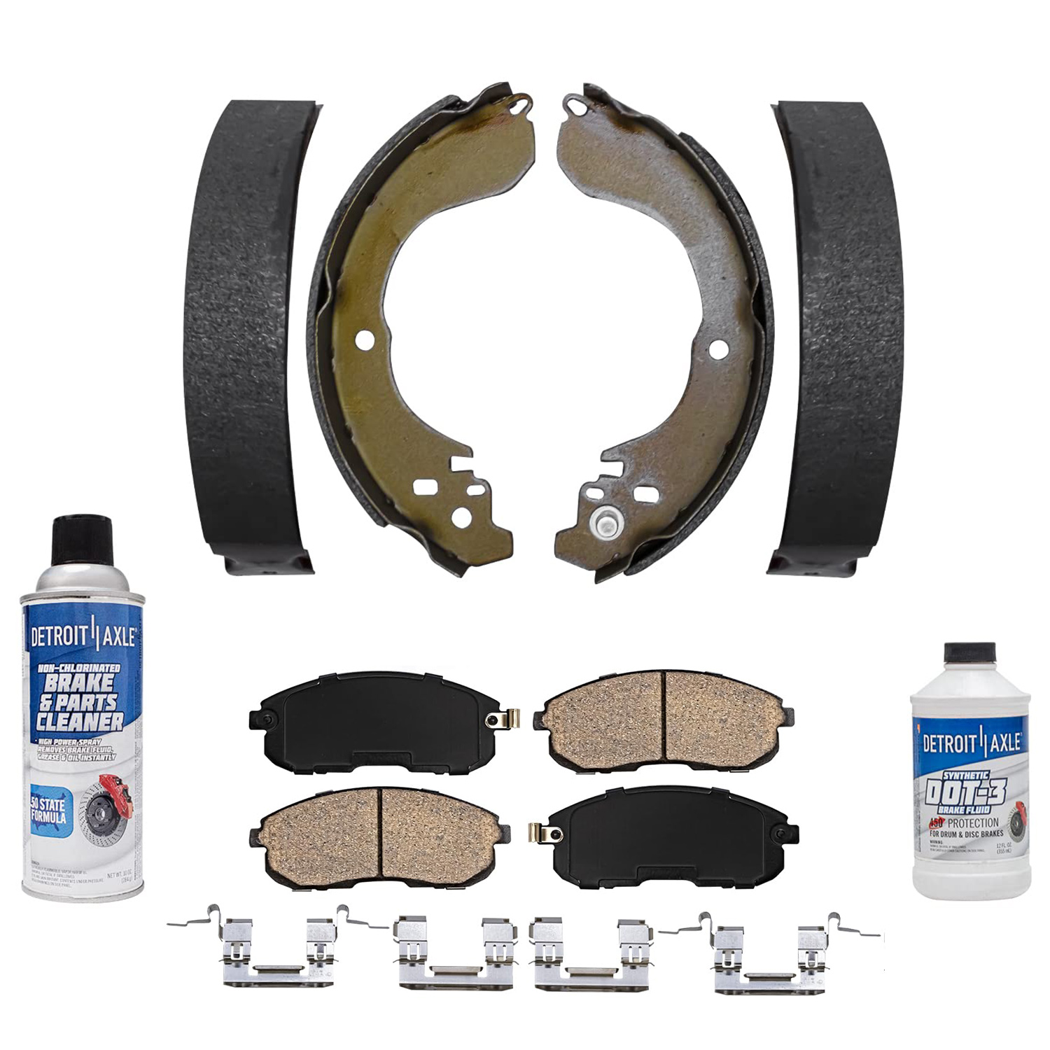 6pc Front Ceramic Brake Pads and Rear Brake Shoes Kit