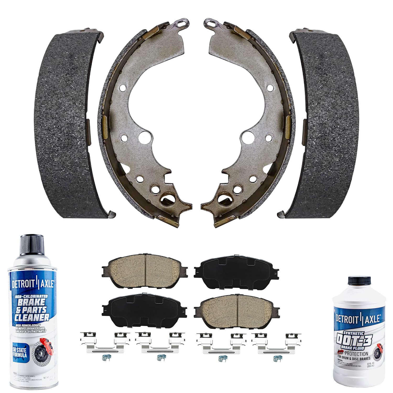 6pc Front Ceramic Brake Pads Rear Brake Shoes Kit