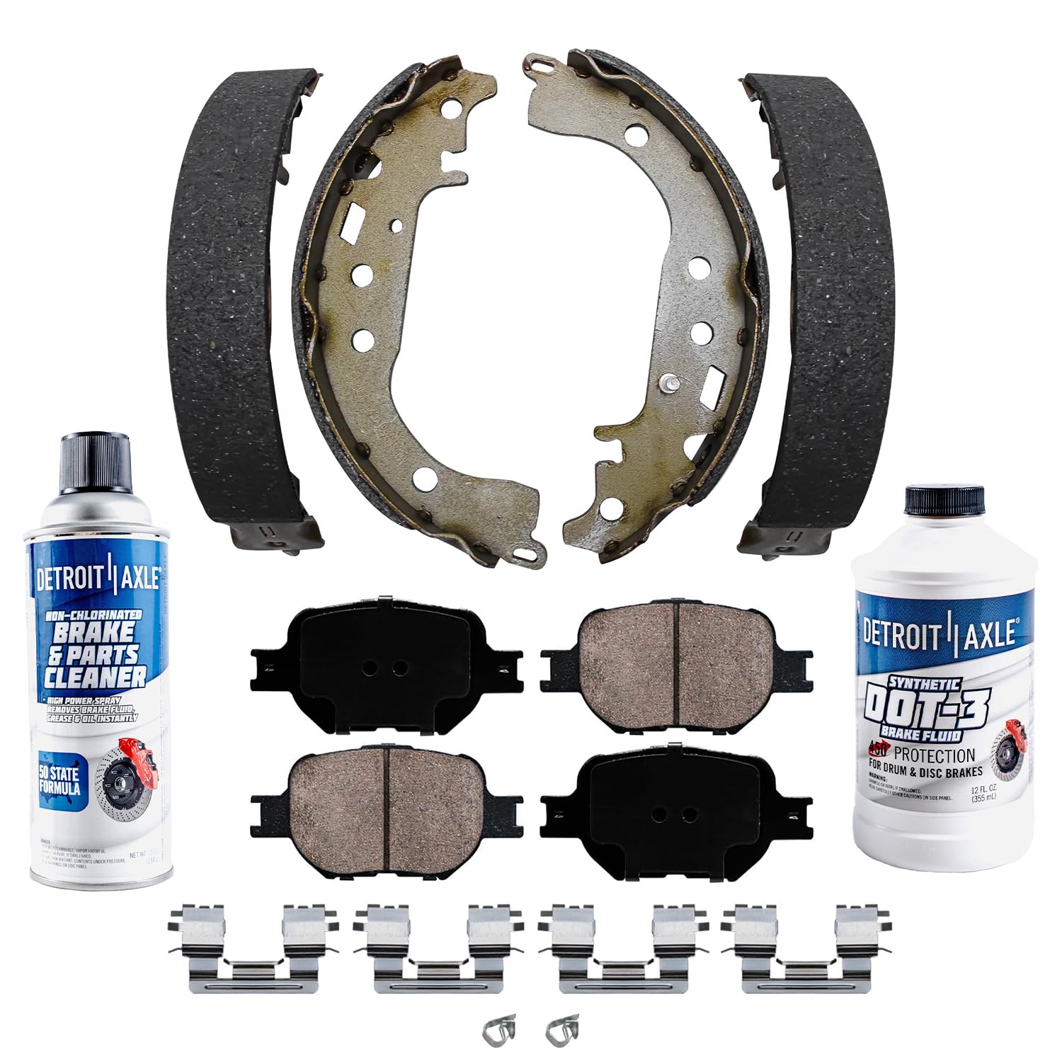 6pc Front Ceramic Brake Pads Rear Brake Shoes Kit