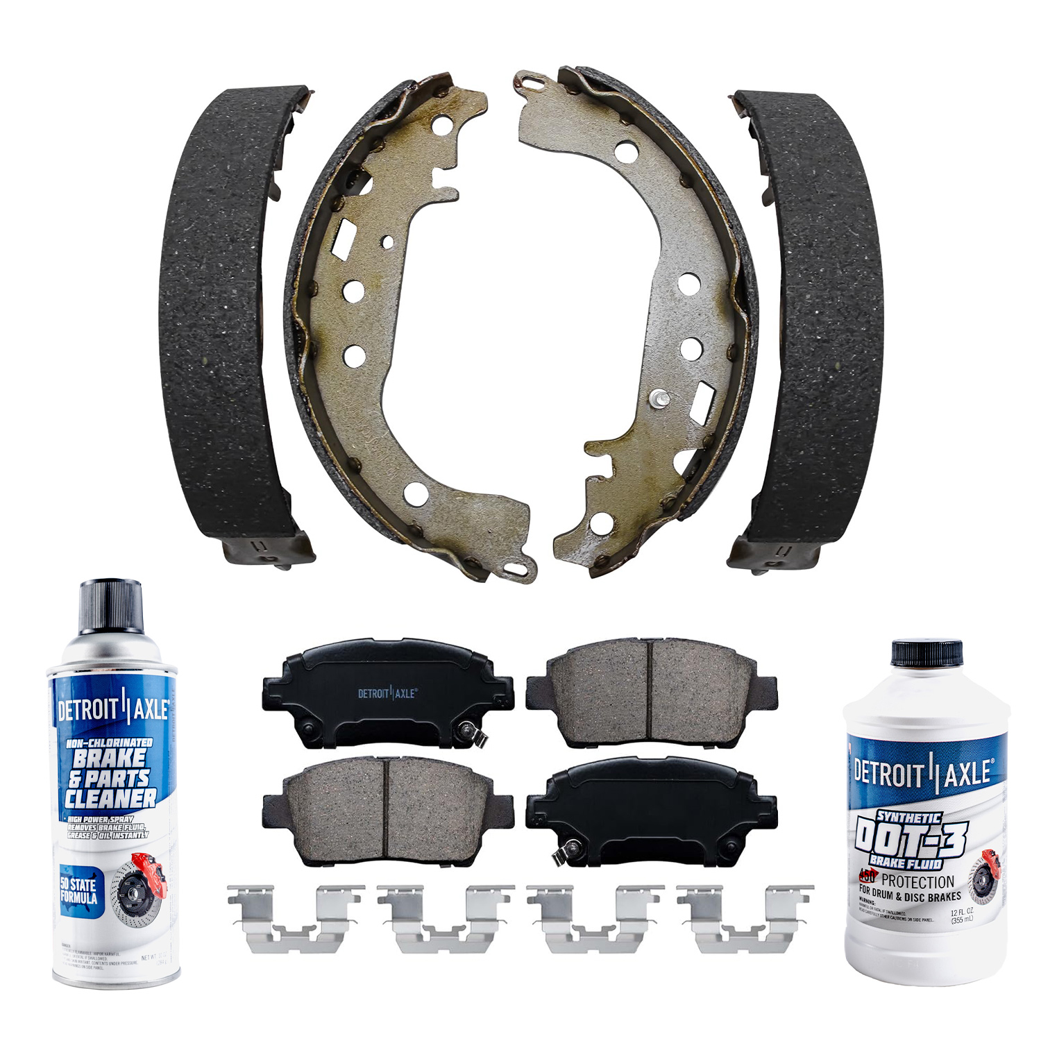 6pc Front Ceramic Brake Pads Rear Shoes Kit
