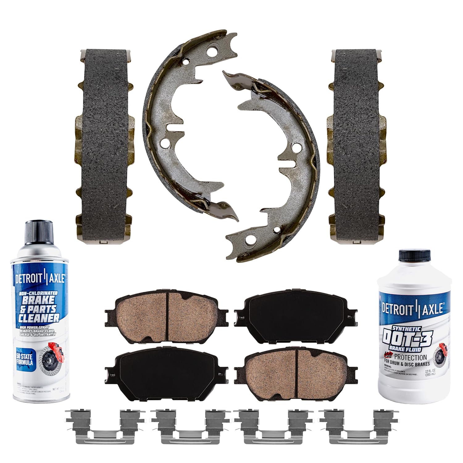 6pc Front Ceramic Brake Pads Rear Parking Brake Shoes Kit