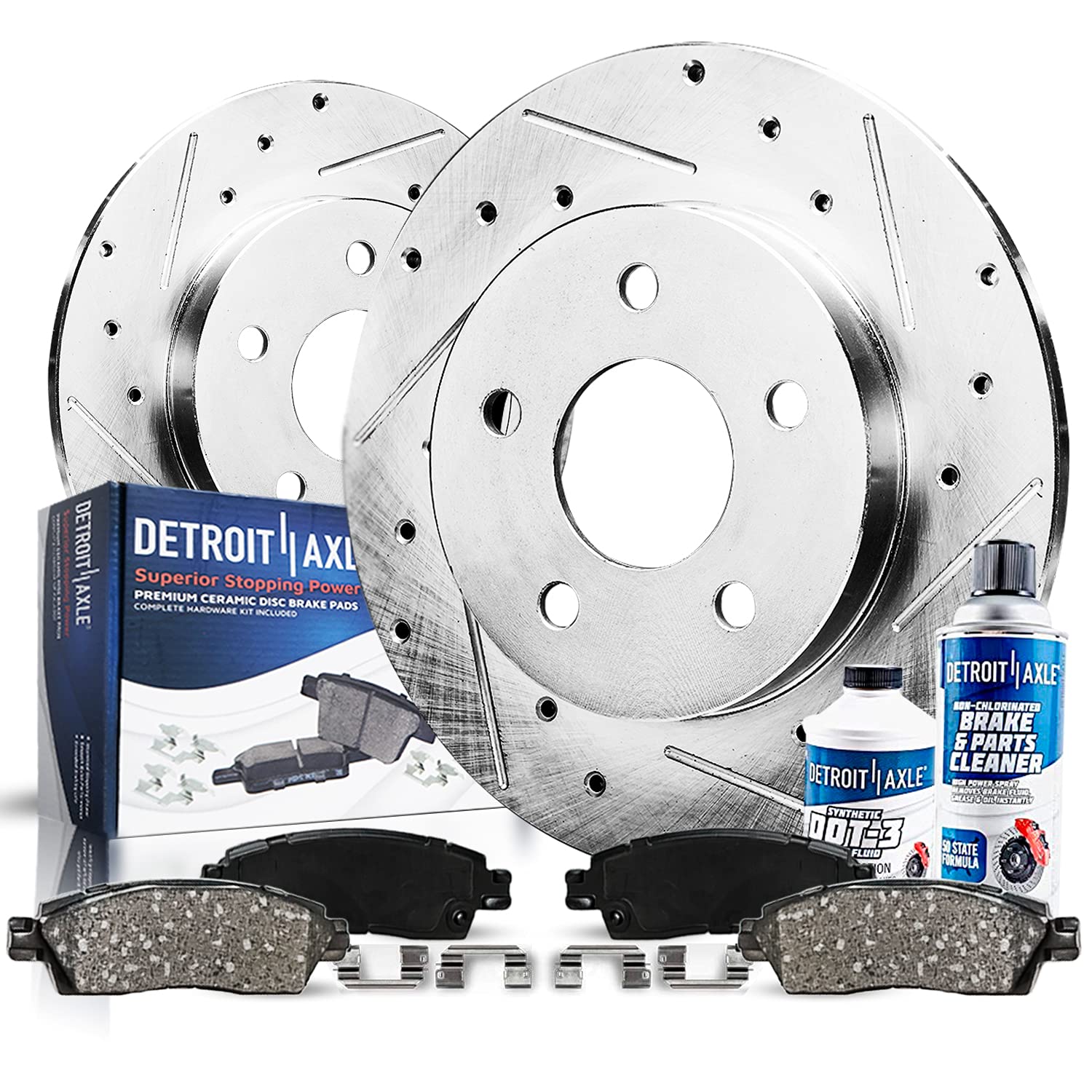 6pc Rear Drilled Slotted Rotors and Ceramic Brake Pads Kit