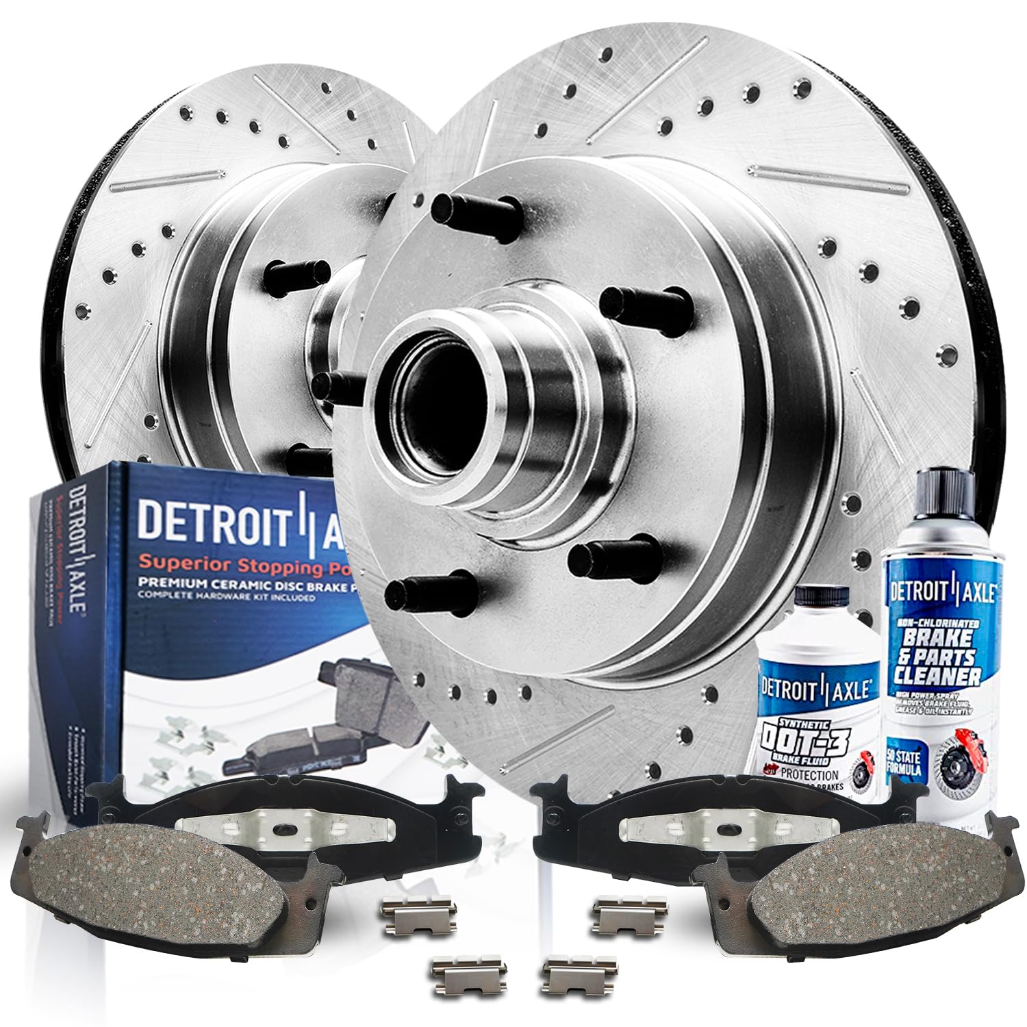 6pc Front Drilled Slotted Rotors and Ceramic Brake Pads Kit