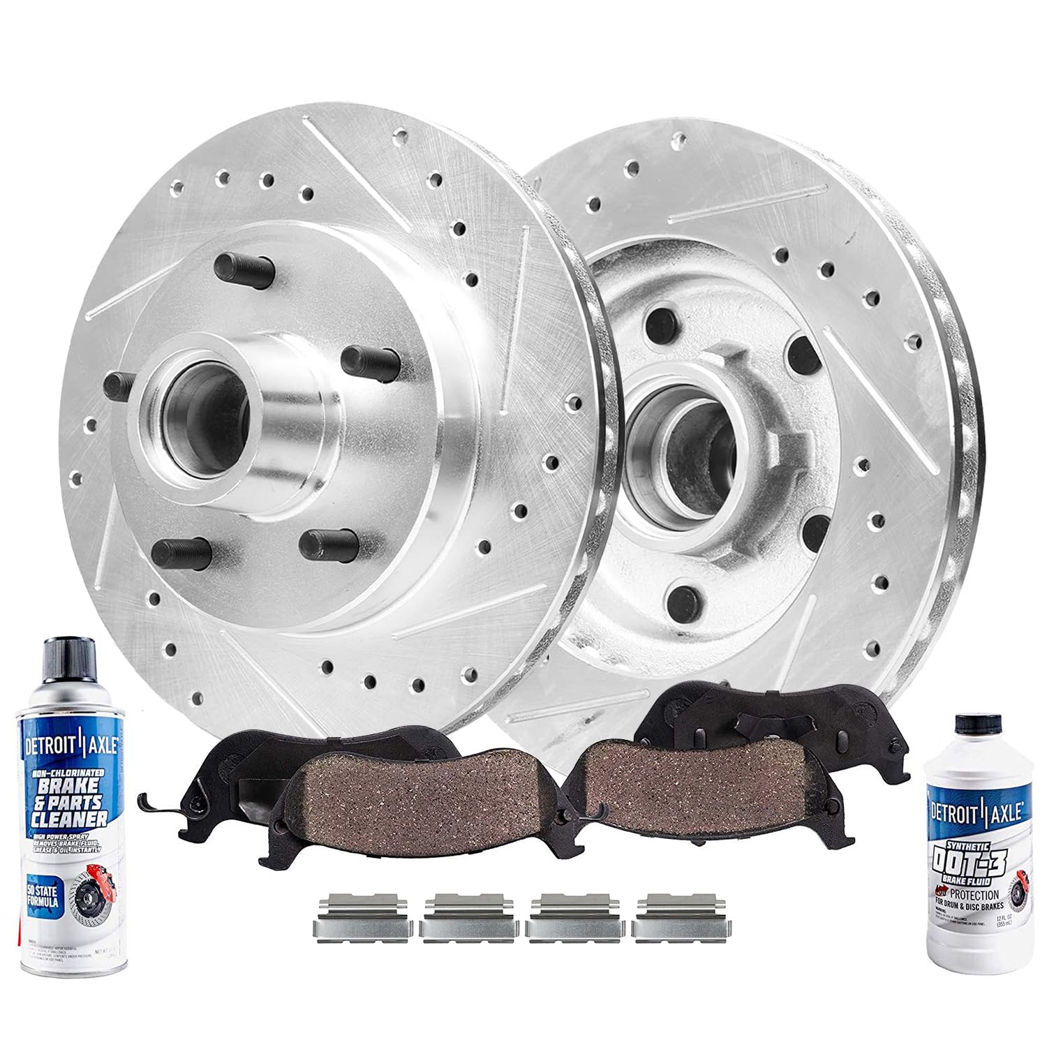 6pc Front Drilled Slotted Rotors and Ceramic Brake Pads Kit