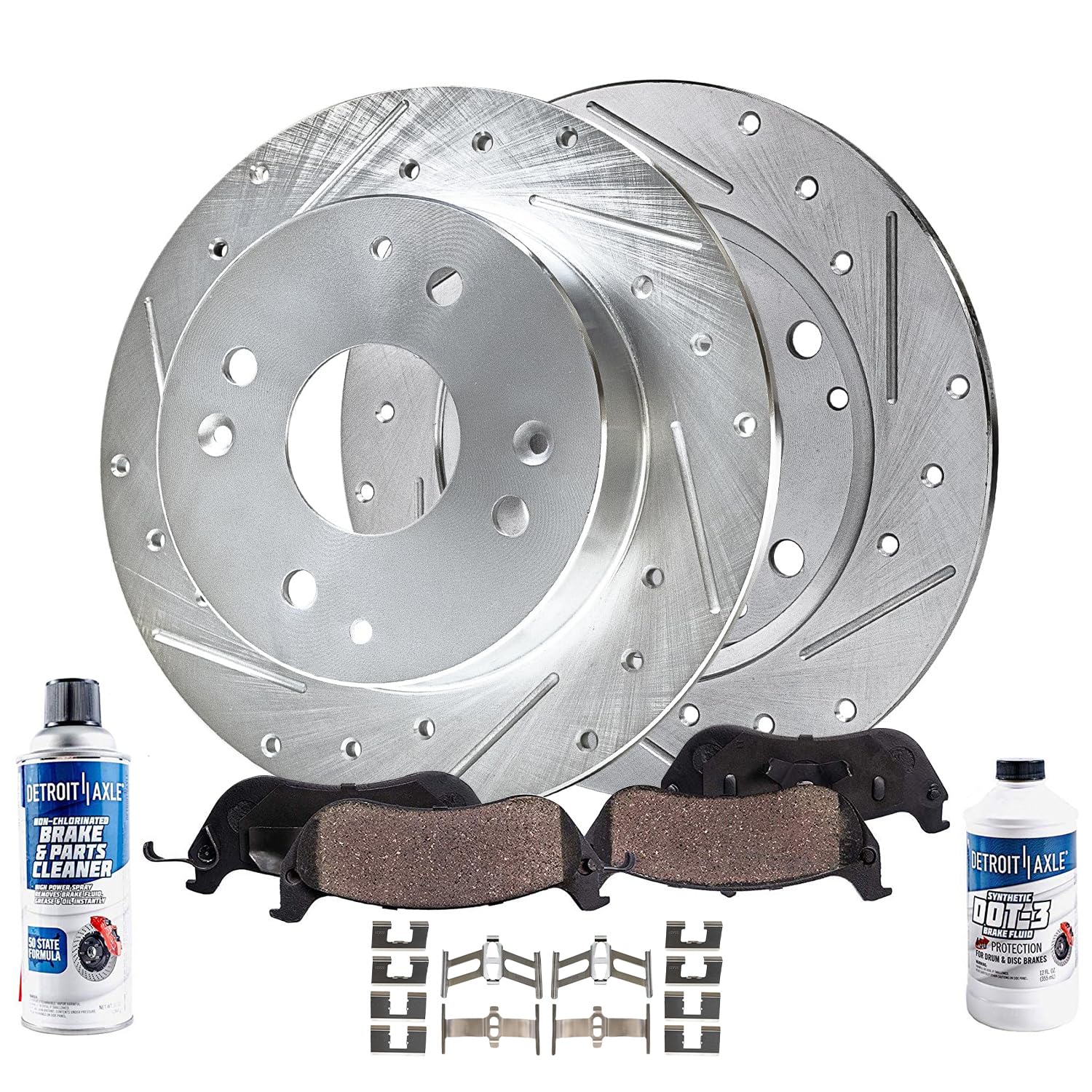 6pc Rear Drilled Slotted Rotors and Ceramic Brake Pads Kit