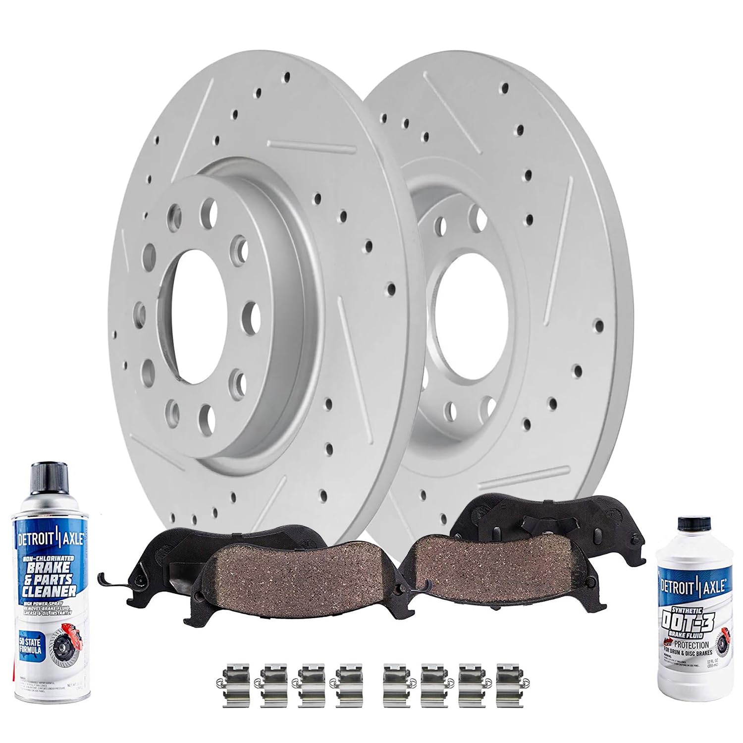 6pc Rear Drilled Slotted Rotors and Ceramic Brake Pads Kit