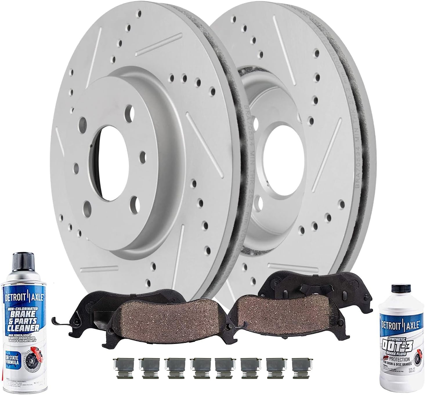6pc Front Drilled Slotted Rotors and Ceramic Brake Pads Kit