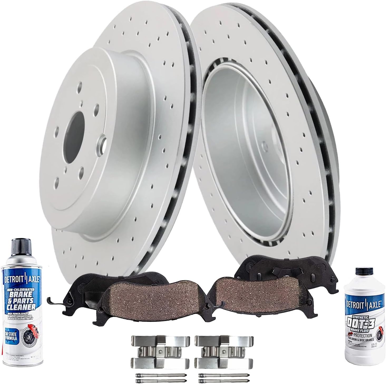 6pc Rear Drilled Slotted Rotors and Ceramic Brake Pads Kit