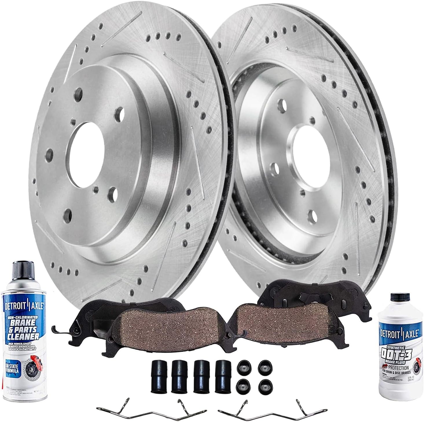6pc Rear Drilled Slotted Rotors and Ceramic Brake Pads Kit