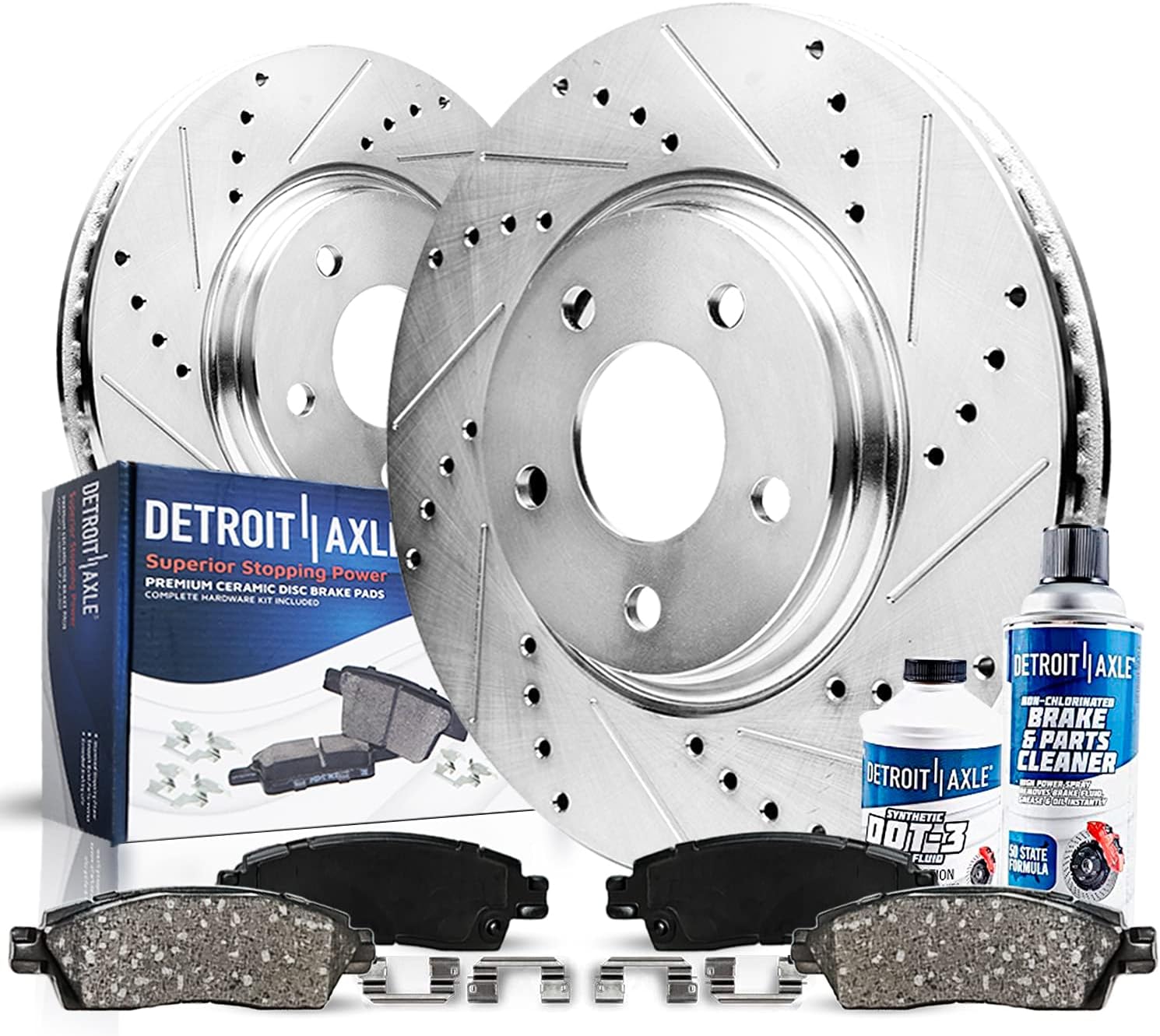 6pc Rear Drilled Slotted Rotors and Ceramic Brake Pads Kit