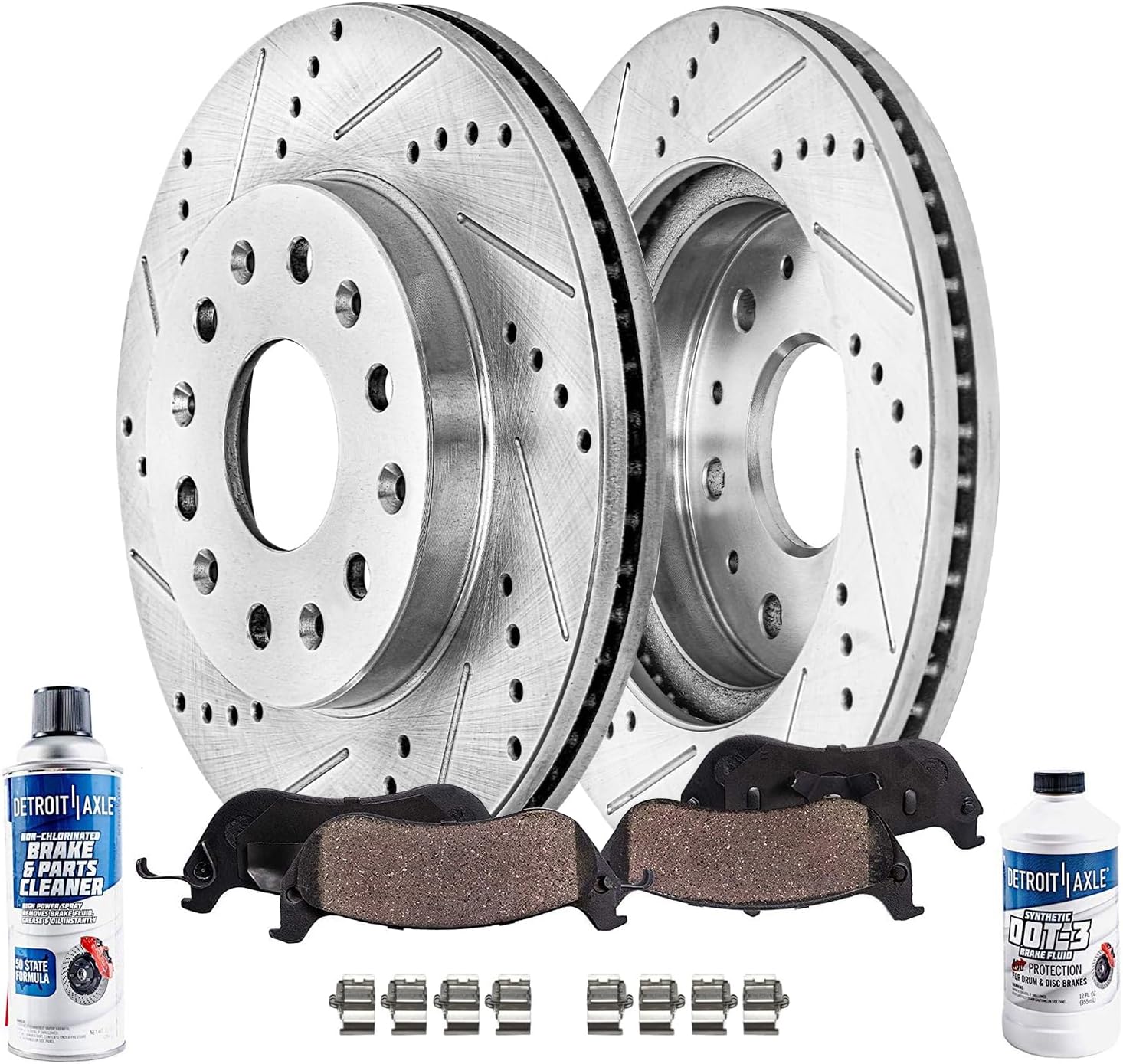 6pc Front Drilled Slotted Rotors and Ceramic Brake Pads Kit