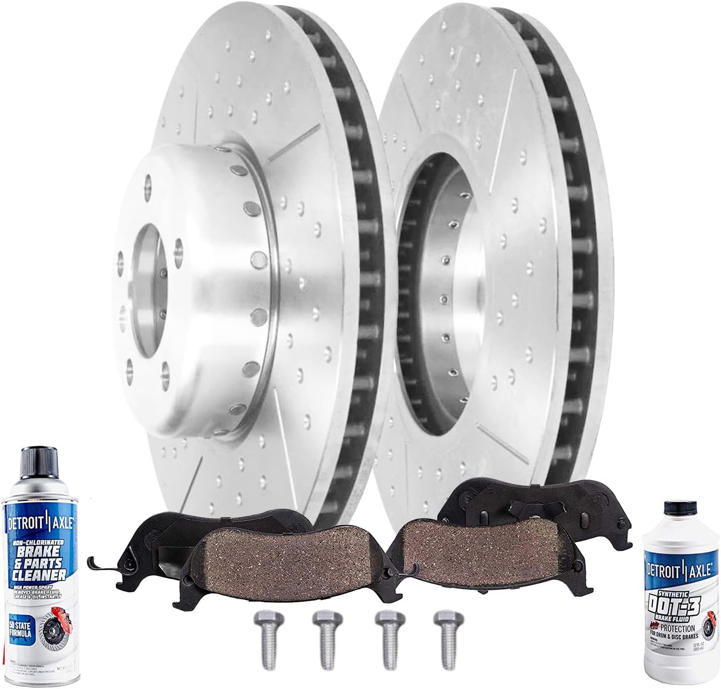 6pc Front Drilled Slotted Rotors and Ceramic Brake Pads Kit