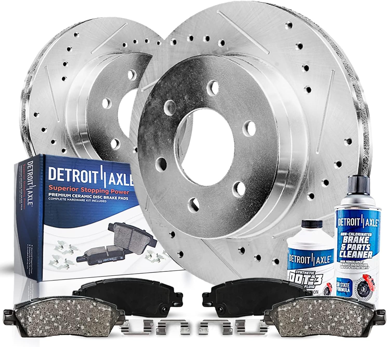 6pc Rear Drilled Slotted Rotors and Ceramic Brake Pads Kit