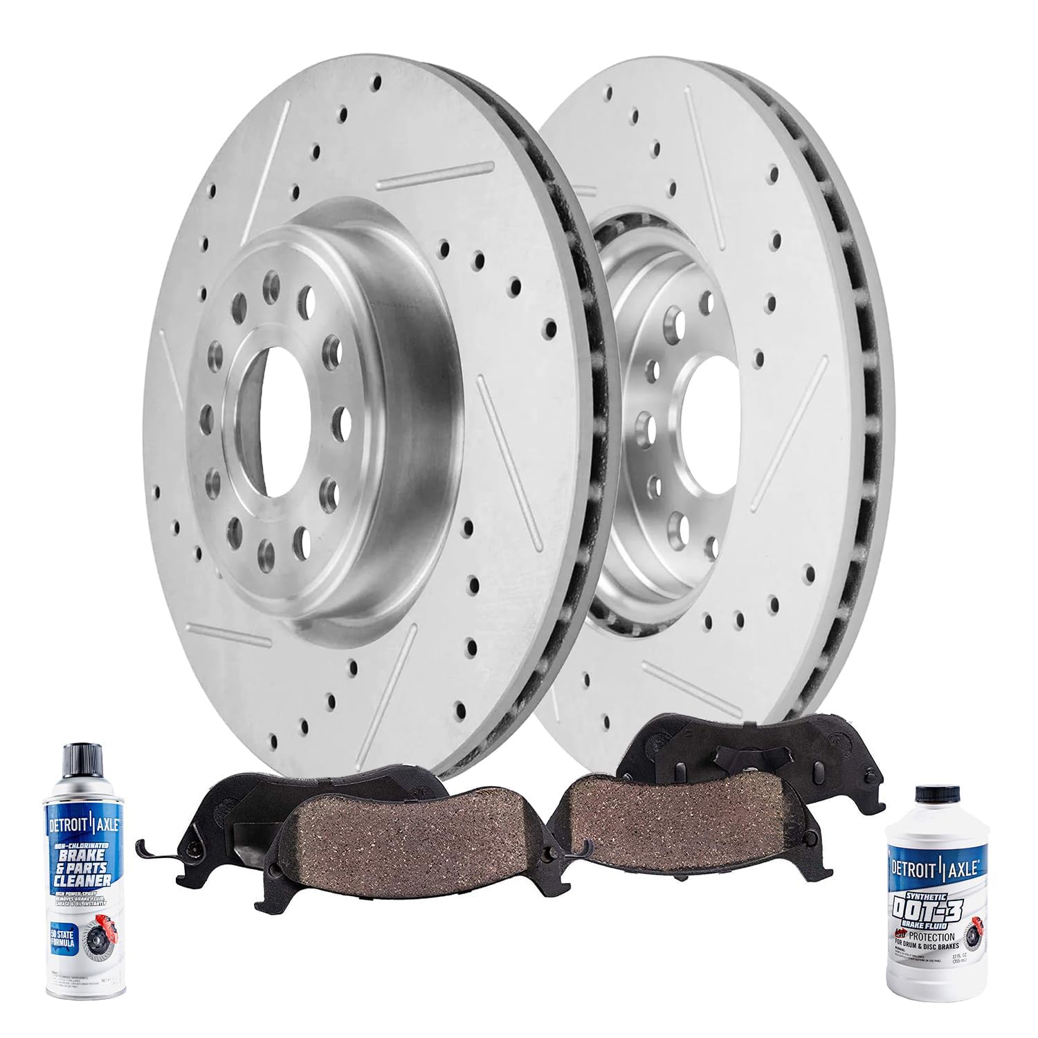 6pc Front Drilled Slotted Rotors and Ceramic Brake Pads Kit