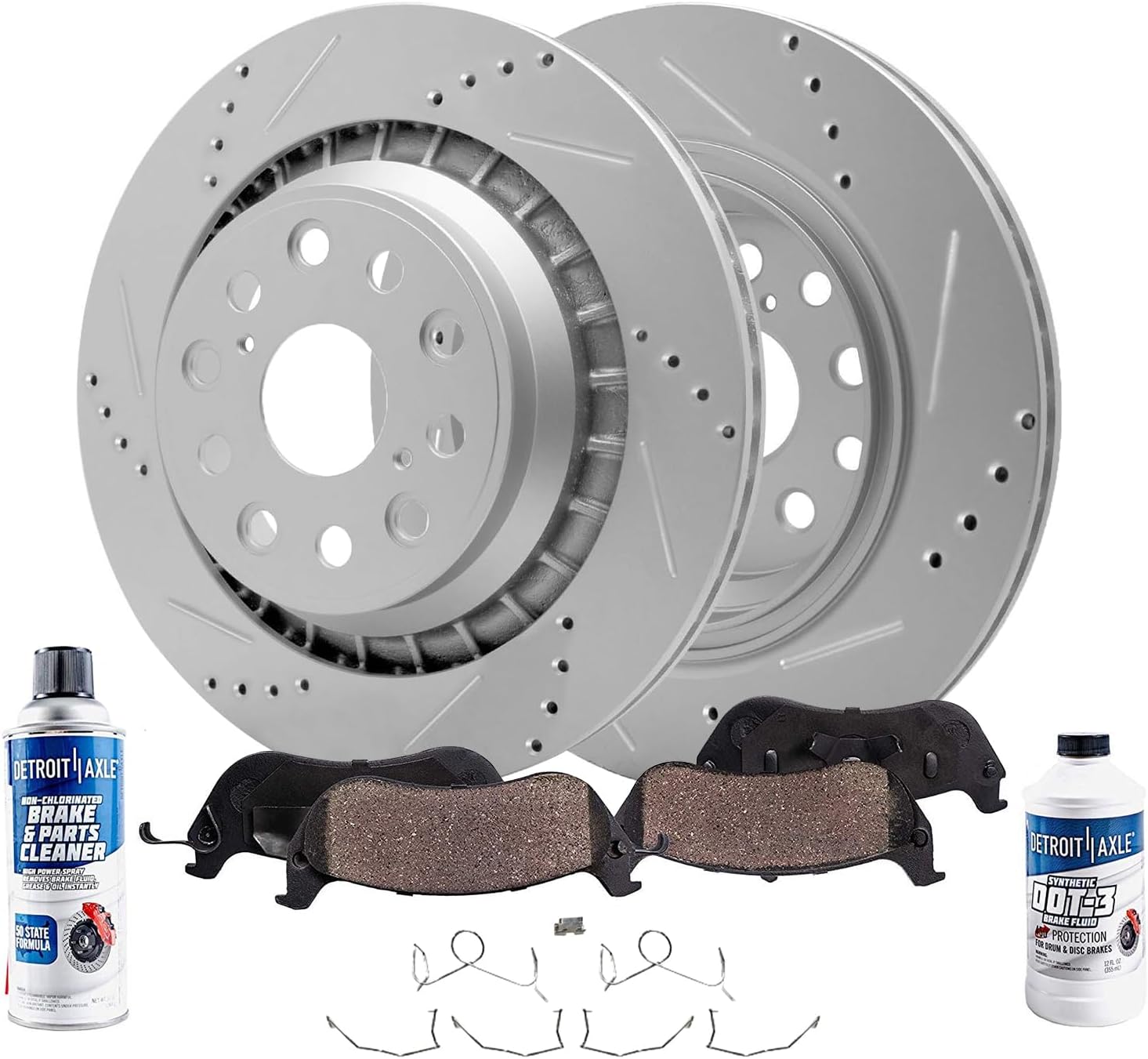 6pc Rear Drilled Slotted Rotors and Ceramic Brake Pads Kit