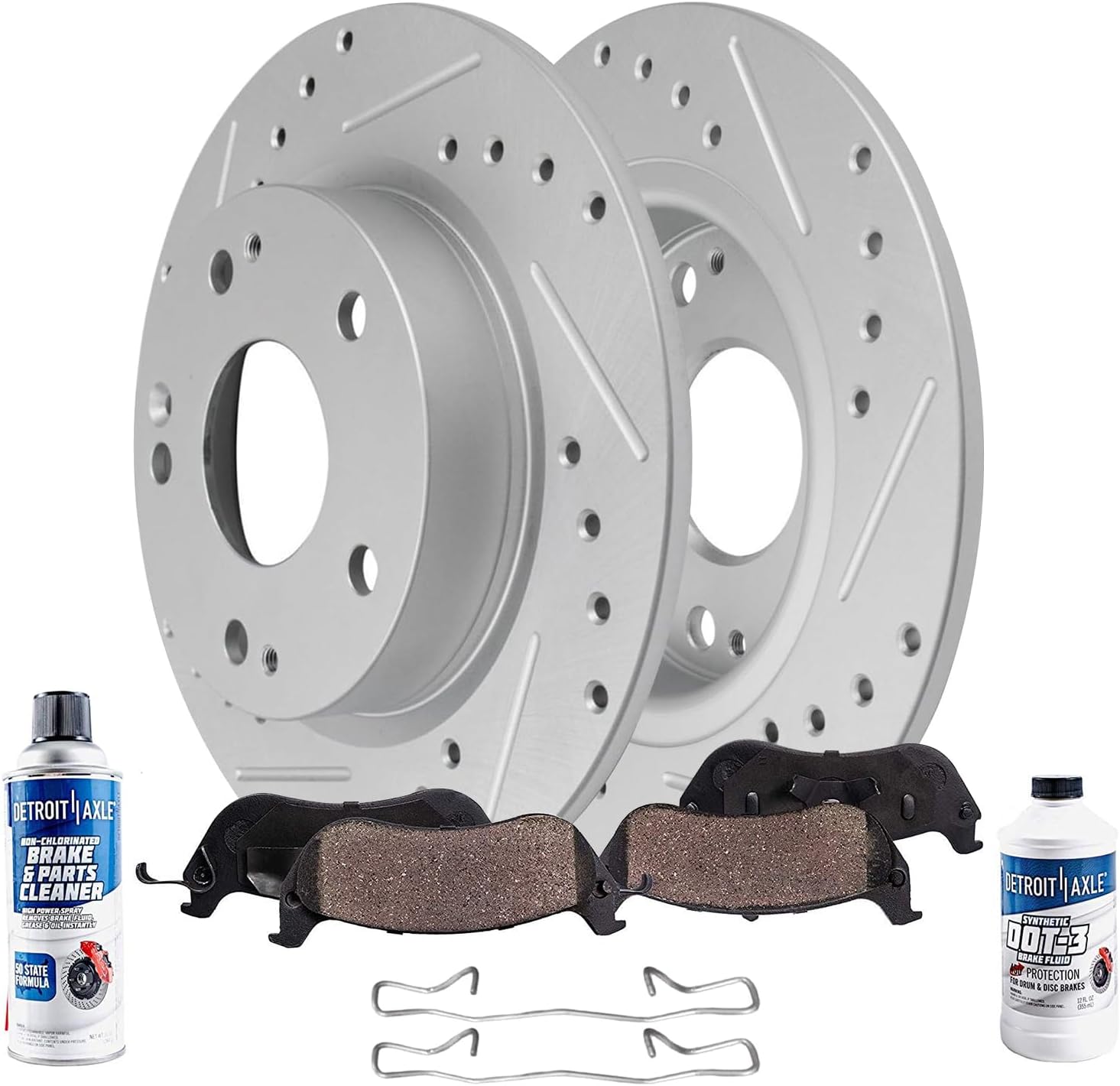 6pc Rear Drilled Slotted Rotors and Ceramic Brake Pads Kit