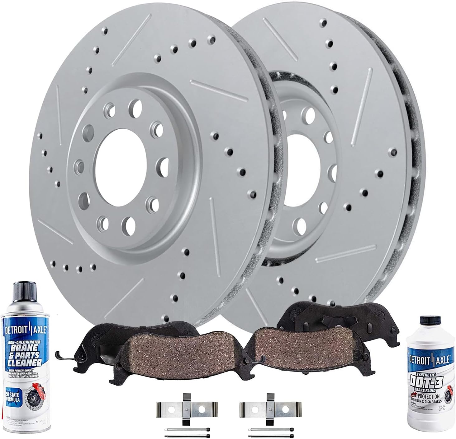 6pc Front Drilled Slotted Rotors and Ceramic Brake Pads Kit