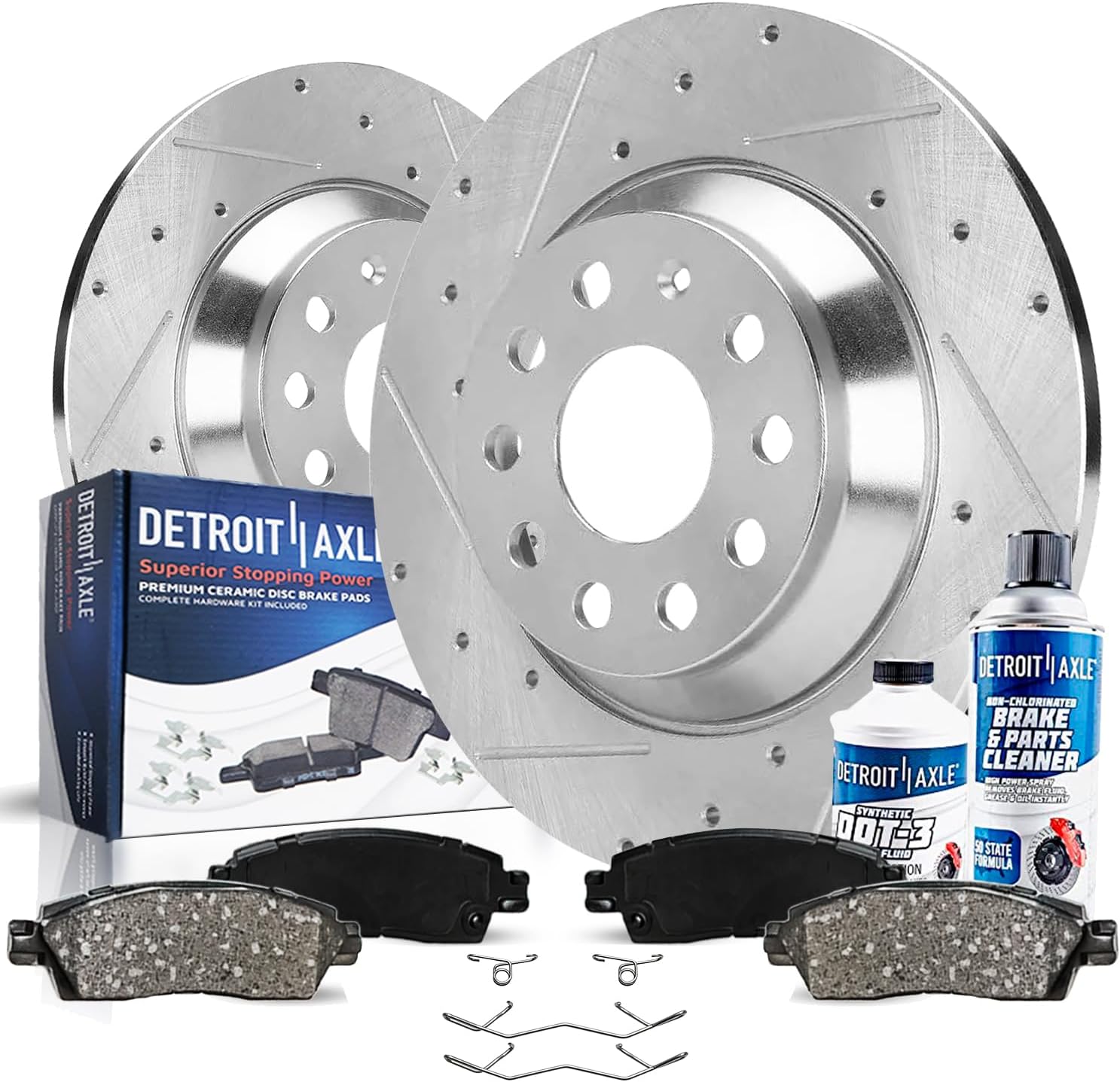 6pc Rear Drilled Slotted Rotors and Ceramic Brake Pads Kit