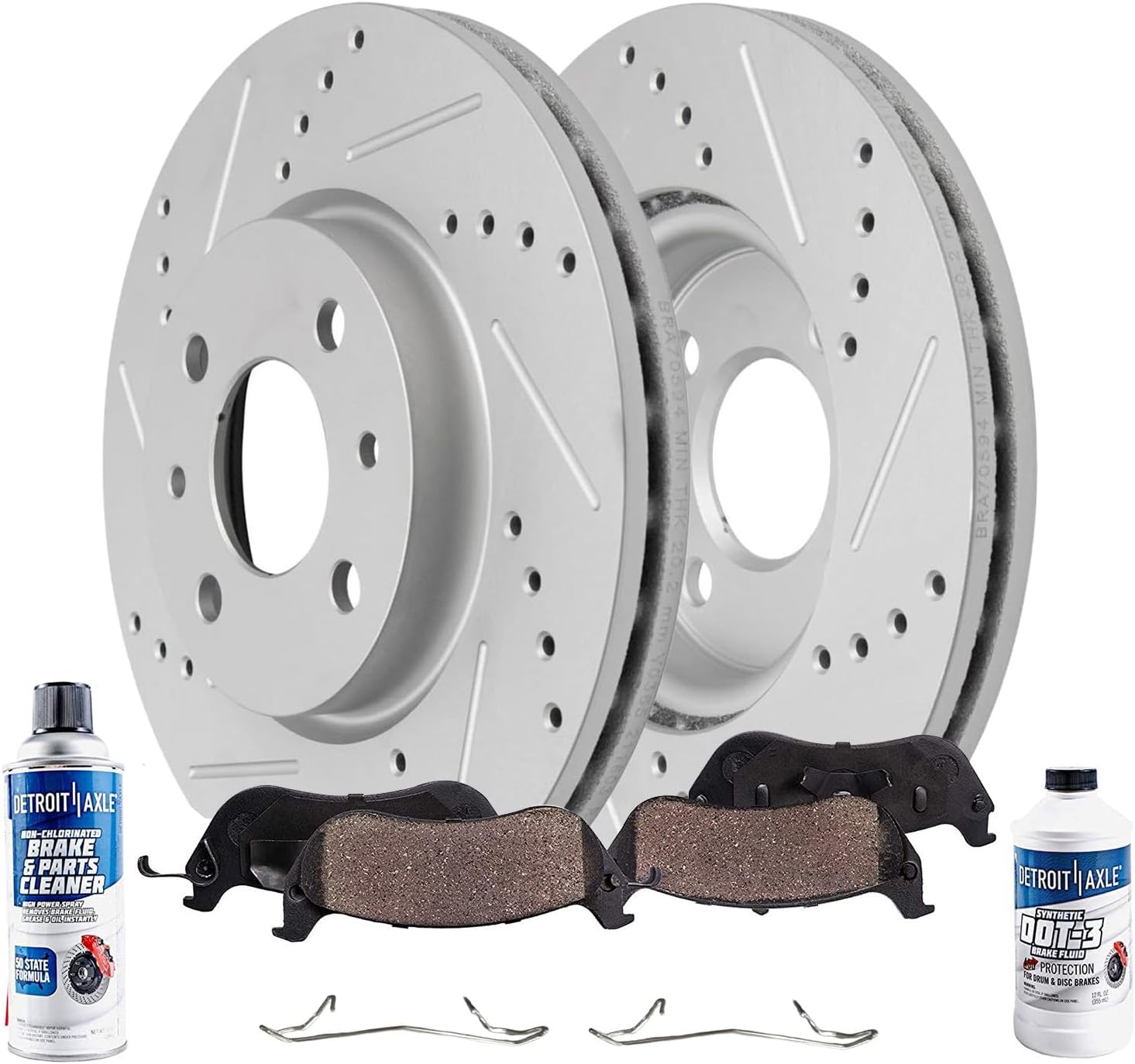 6pc Front Drilled Slotted Rotors and Ceramic Brake Pads Kit