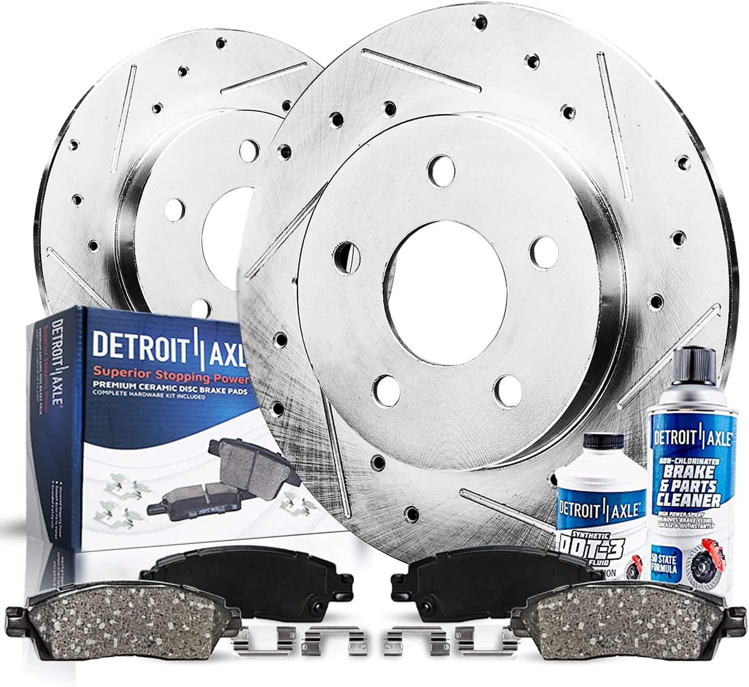 6pc Rear Drilled Slotted Rotors and Ceramic Brake Pads Kit