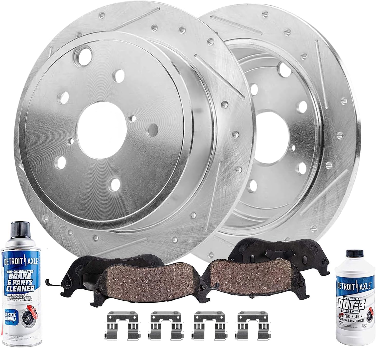 6pc Rear Drilled Slotted Rotors and Ceramic Brake Pads Kit