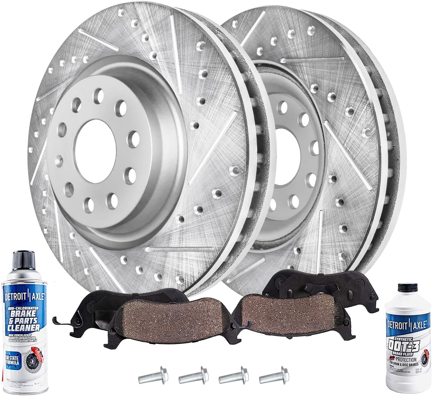 6pc Front Drilled Slotted Rotors and Ceramic Brake Pads Kit