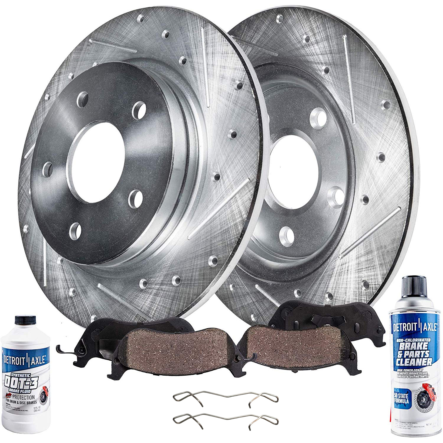 6pc Rear Drilled Slotted Rotors and Ceramic Brake Pads Kit